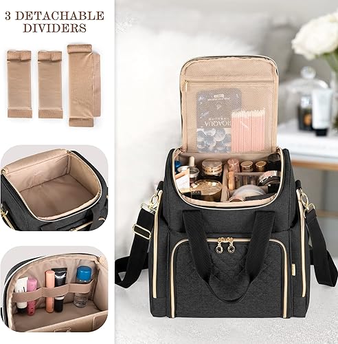 Vista 2 de LUXJA Bolsa de maquillaje Bolsa de cosméticos Bolsas extraíbles, Negro