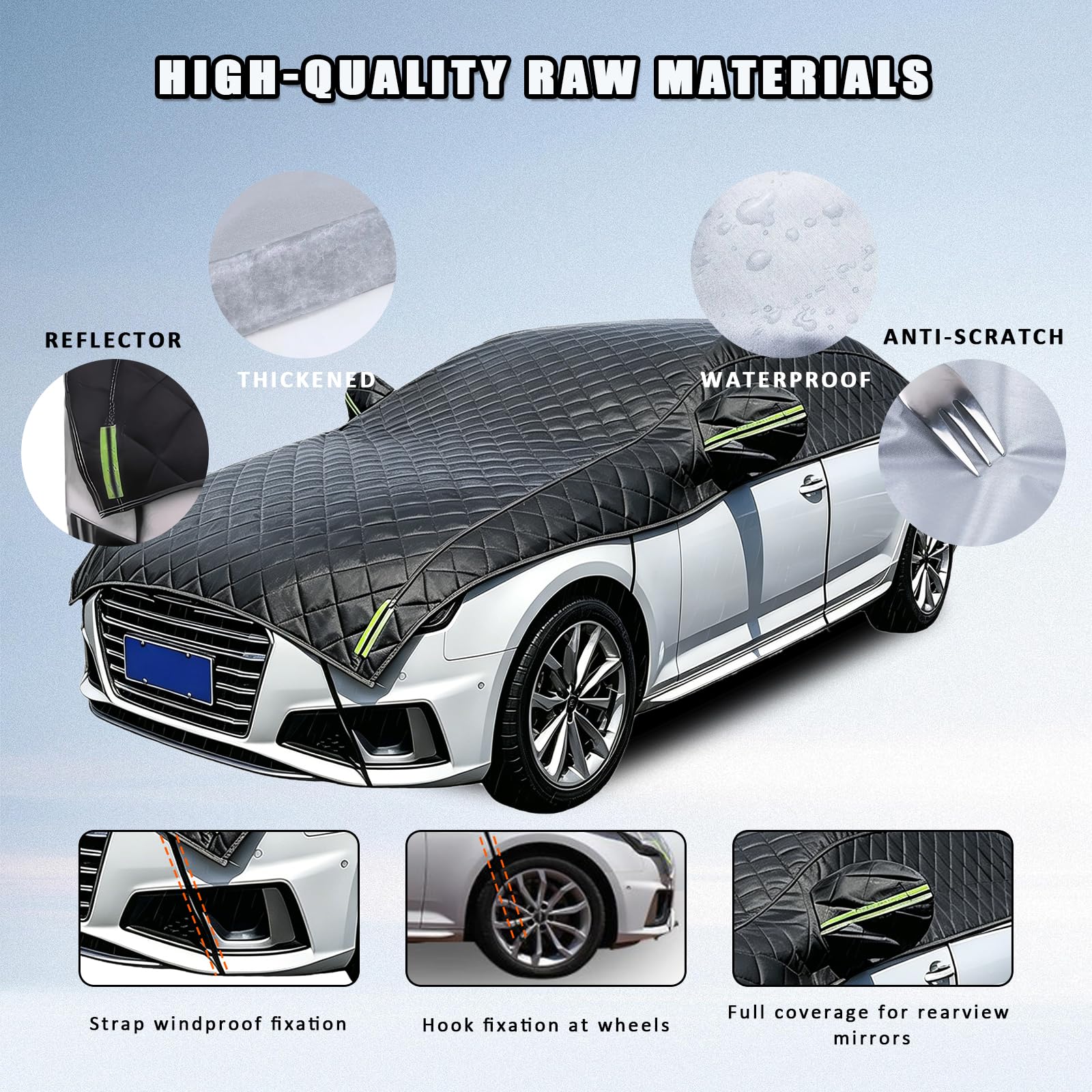 Anti-grêle Bache Voiture Exterieur pour BYD Seal U DM-i,Demi-Housse Auto Protection Imperméable Grele Rayure, Tous Temps Extérieur Voitures, Convient à Toutes Les Saisons