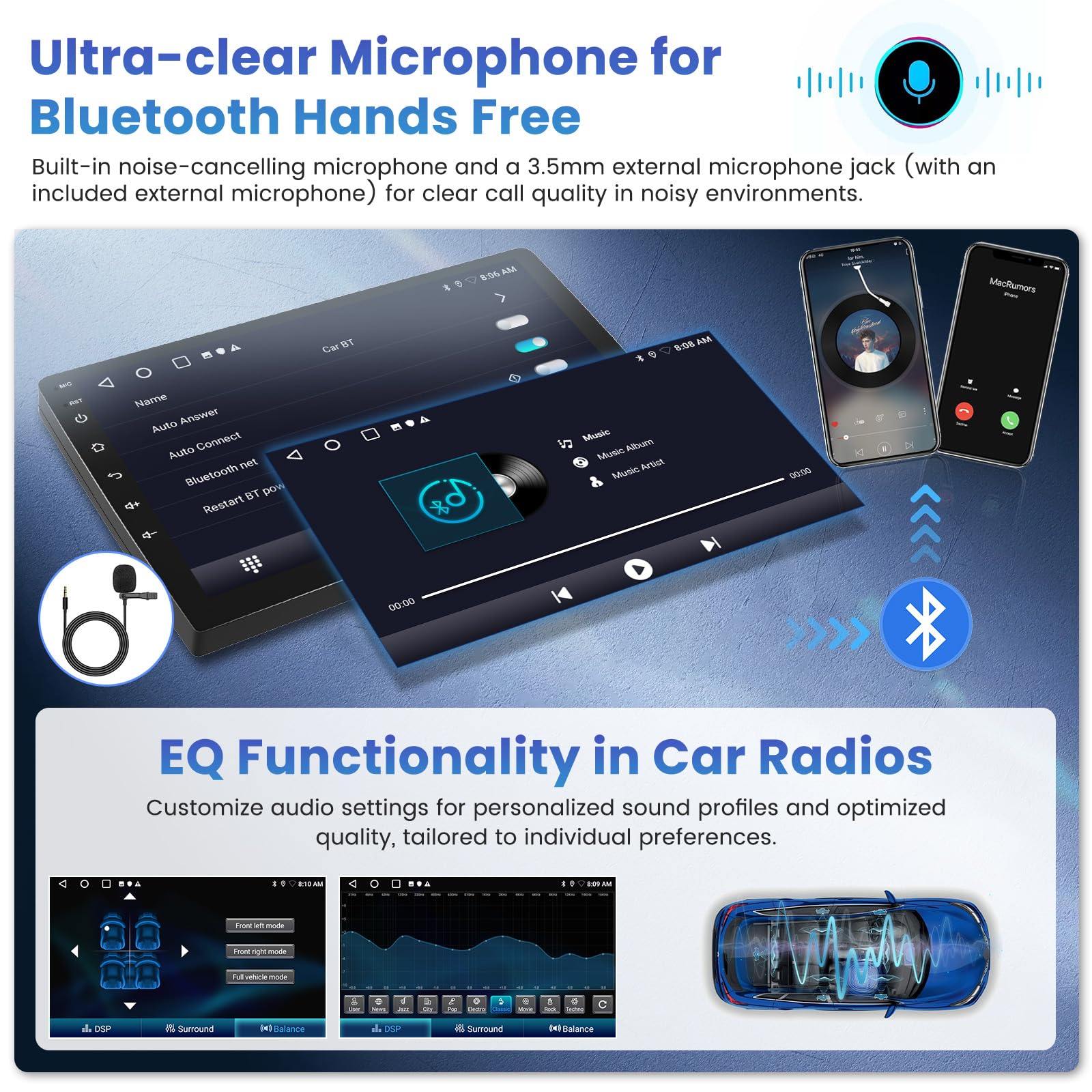 Inefala 2G+64G Android 15 Radio Coche para Seat Leon MK2 2005-2012 con Wireless Carplay Android Auto, 9" Pantalla Autoradio 2 DIN con GPS/WiFi/Bluetooth/RDS/FM/SWC Mic Cámara Visión Trasera