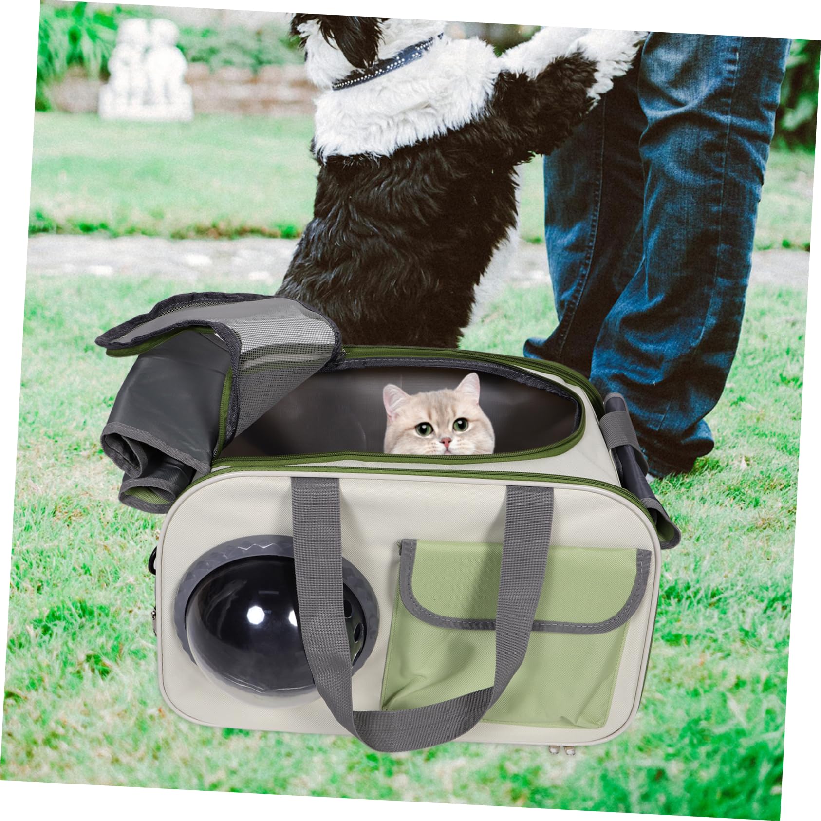 Haustier Reisetasche mit Trage und Schultergurten, Große Kapazität | Oxford Gewebe mit Pe Platte, Handtaschen und Schulterform, für Katzen und Hunde bei Autofahrt oder Wandern