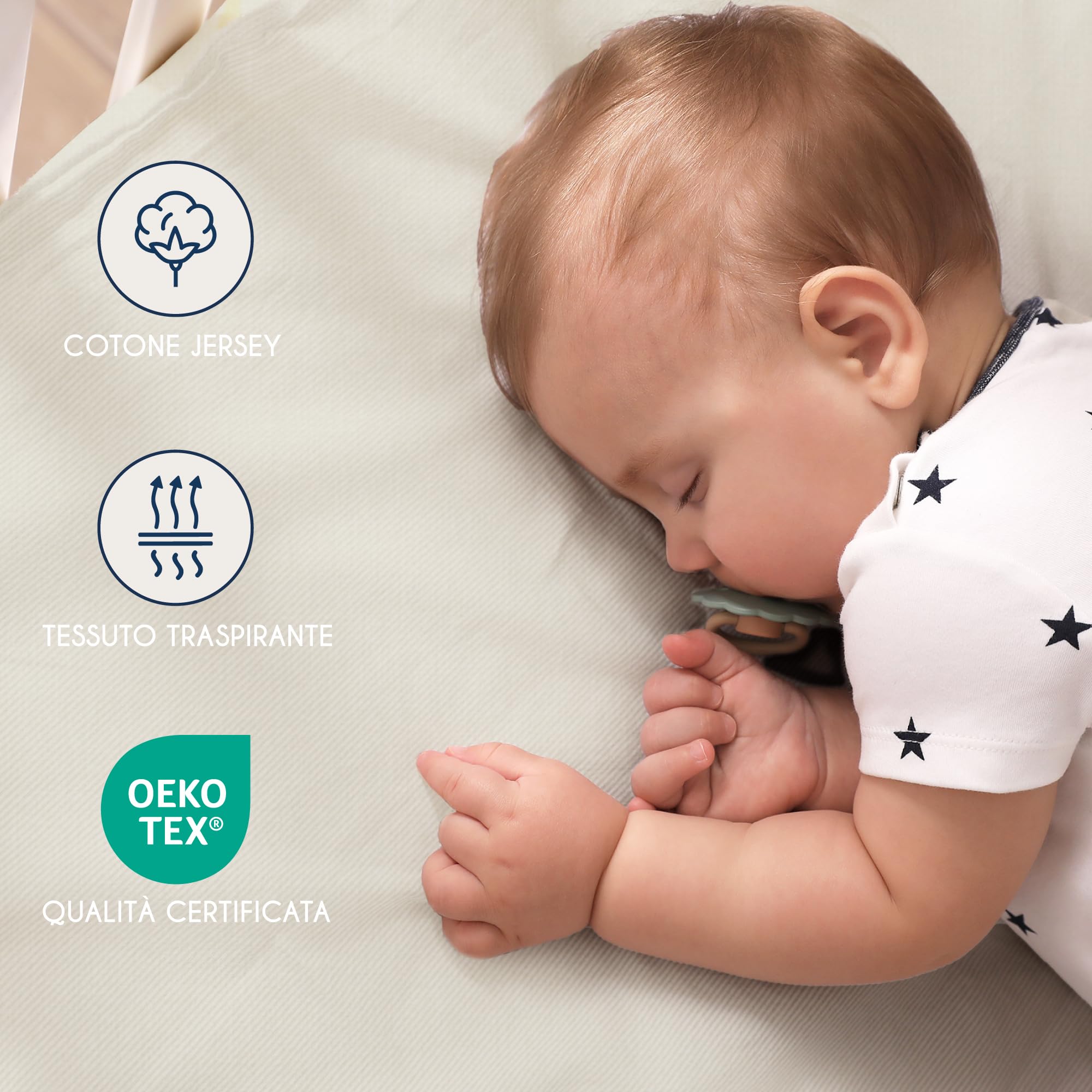 Dreamzie - Set 2 Lenzuolo con Angoli Cotone Bambini - 40x80 - Oeko Tex certificato - Beige - Lenzuolo con Angoli 40x80