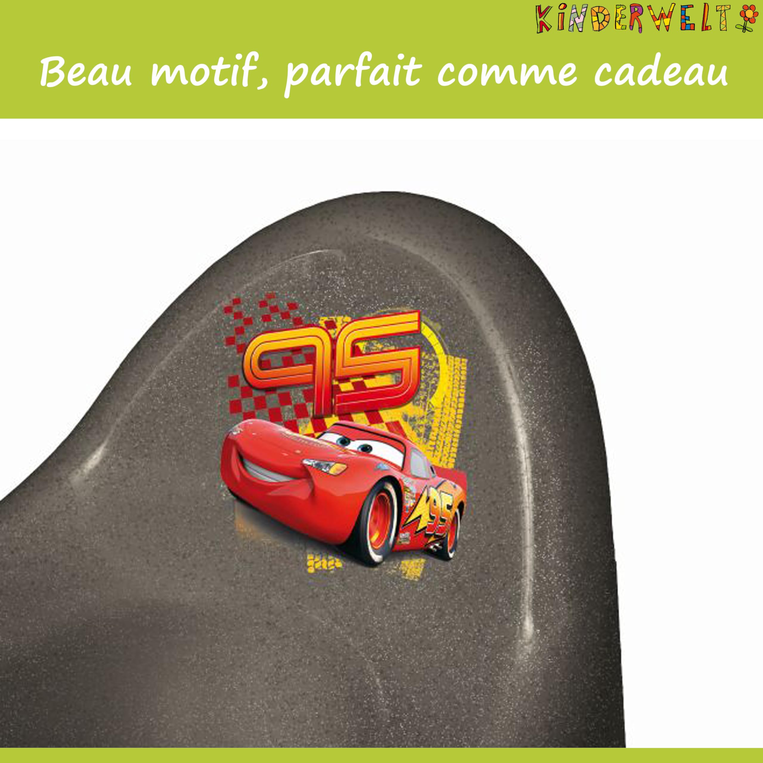KiNDERWELT Pot de qualité supérieure pour enfants et bébés, design Disney Cars en gris, pour les tout-petits à partir de 18 mois, dossier haut, antidérapant et sans BPA