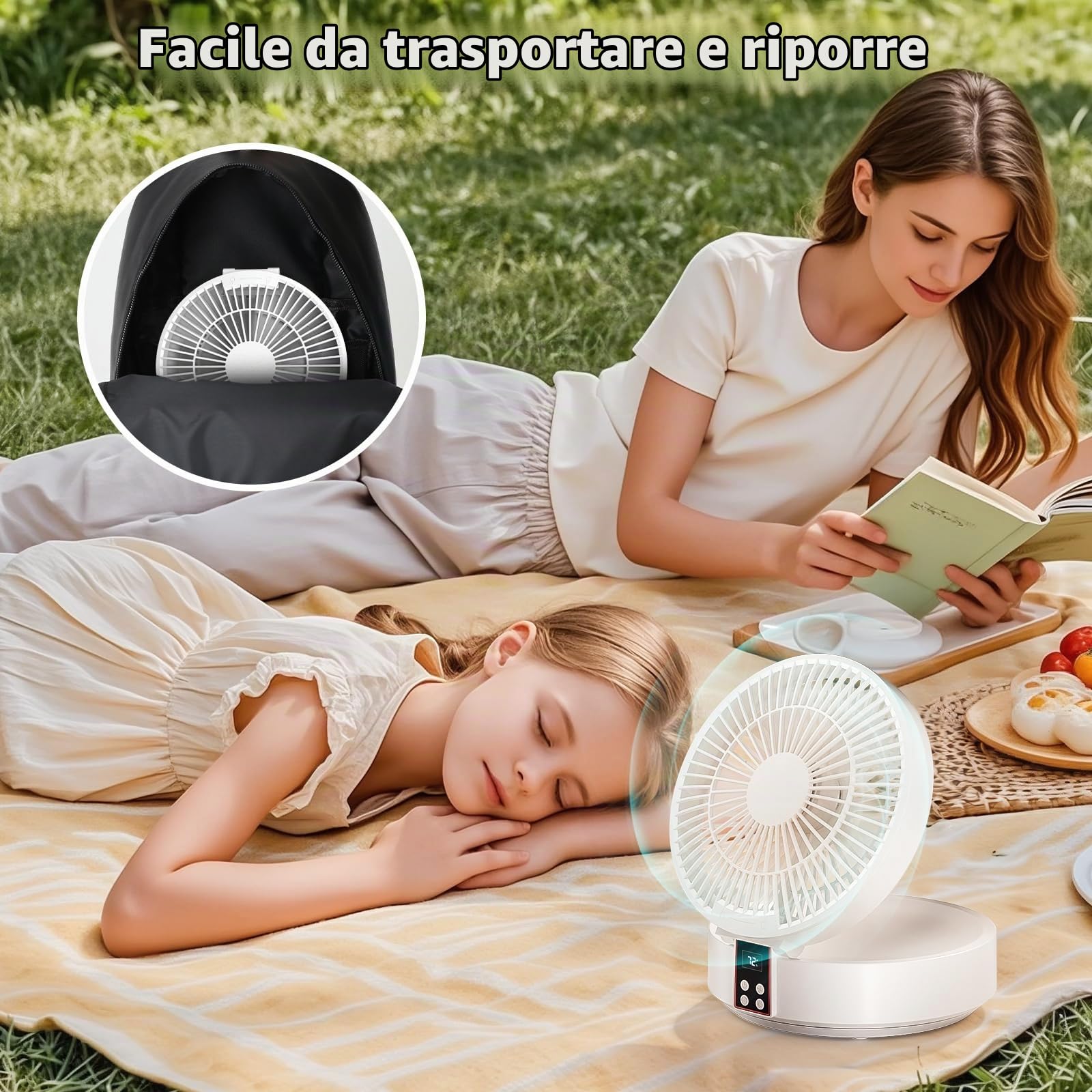 Ventilatore da Tavolo, da Scrivania con Telecomando, Silenzioso e Potente, Ventilatore Ricaricabile USB con 3 Velocità Oscillazione Ciclica, Ventilatore Portatile per Ufficio,Viaggi,Casa