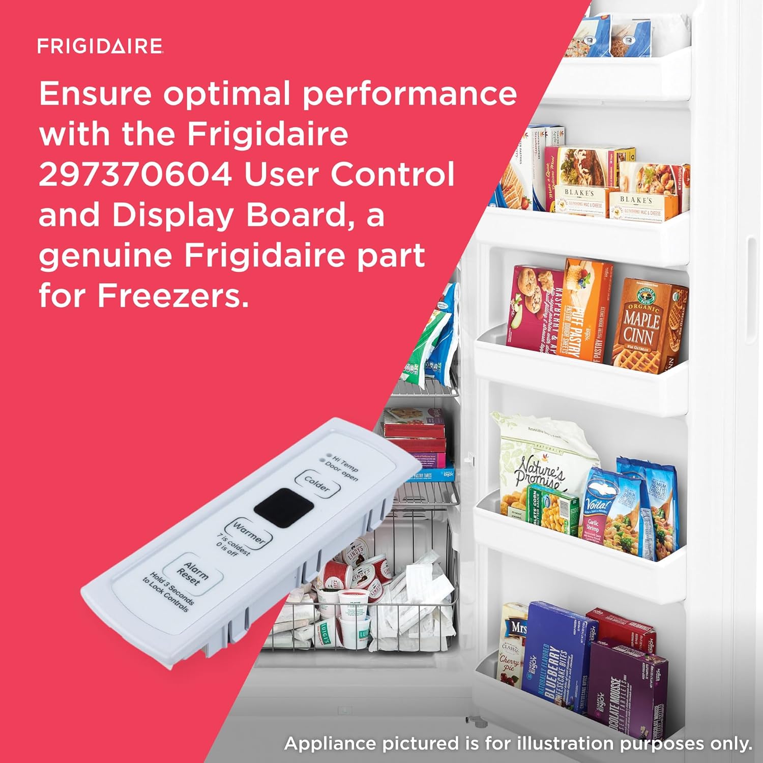 Frigidaire 297370604 User Control and Display Board for Freezers, White