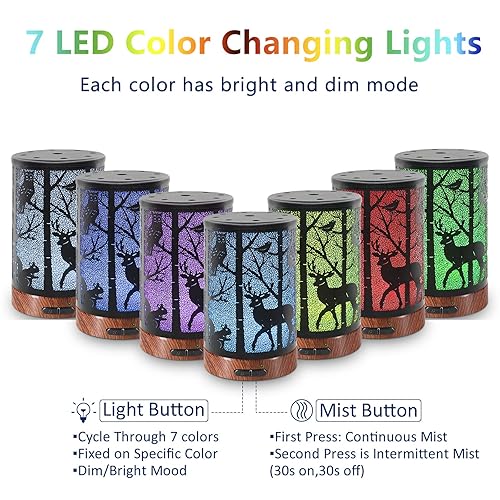 Miniatura 2 de Difusor ultrasónico de aceite de esencias de niebla fría con capacidad de 3.4fl oz (100 ml). Difusor de aromaterapia de metal con protección de