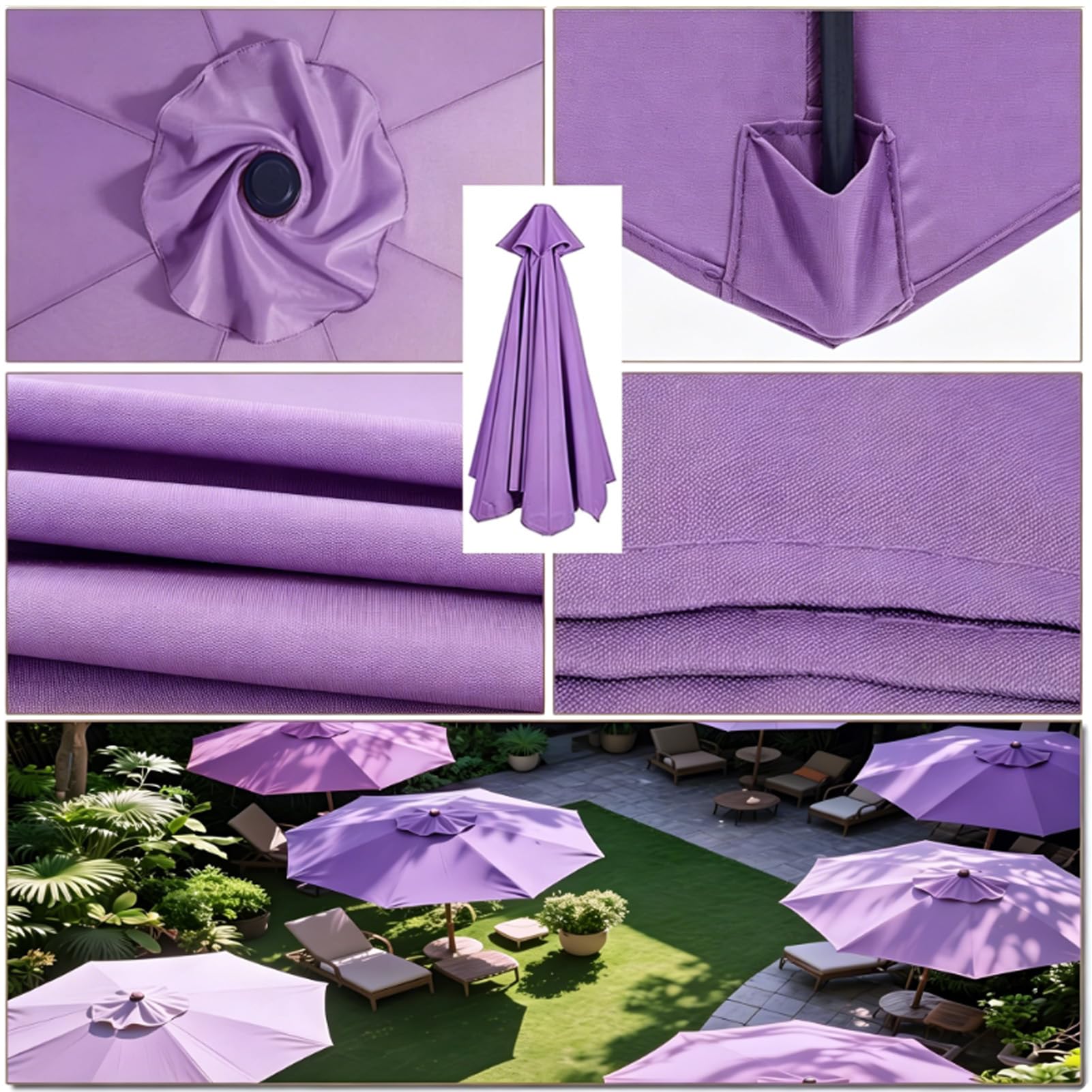 Parasol ogrodowy, 6 ramion, 8 ramion, wodoodporny, na patio, do użytku na zewnątrz, zapasowy baldachim 4 m/3,5 m/3 m/2,7 m/2,5 m/2,3 m/2 m, do trawnika, plaży, podwórka, na taras, basen