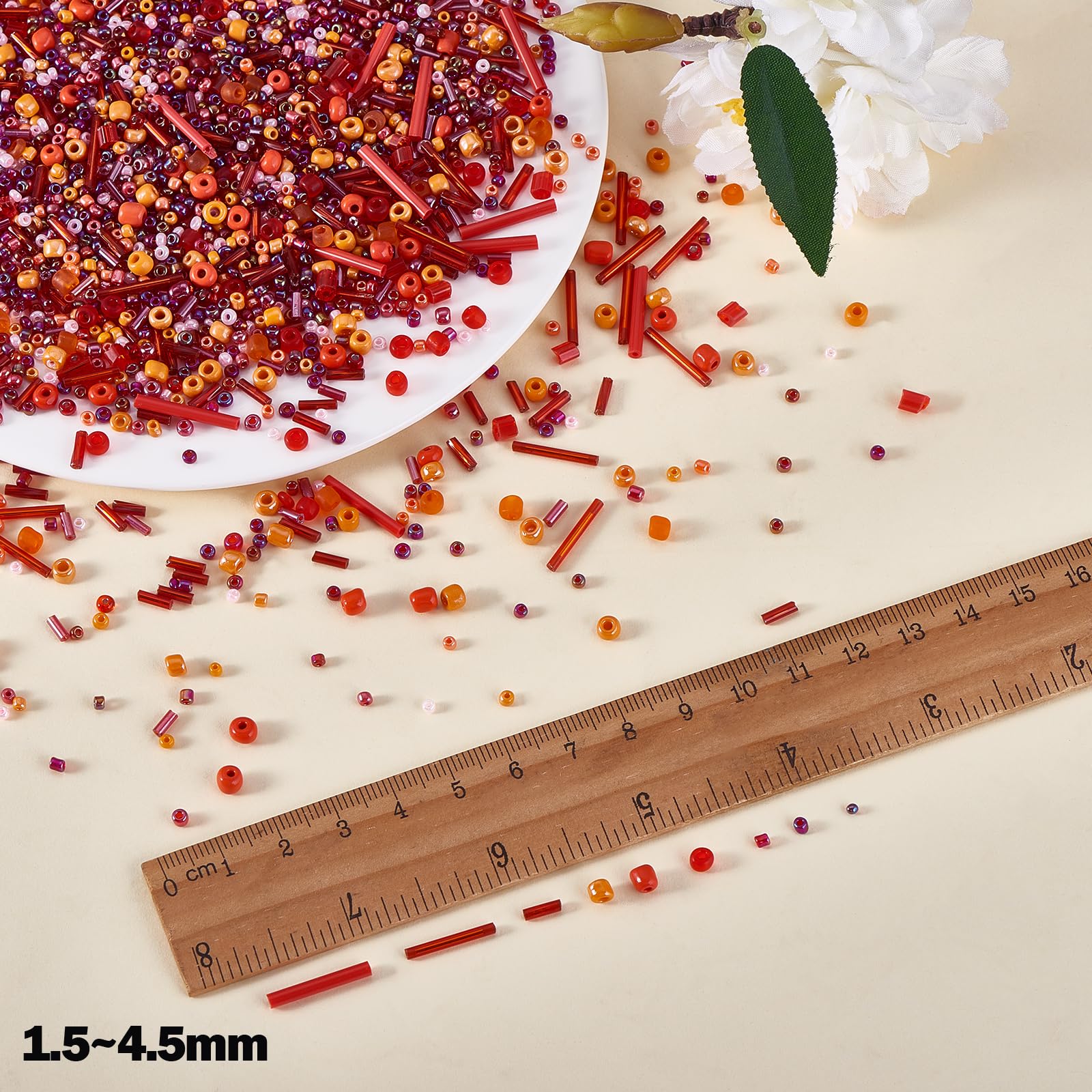 BEEFLYING 1 Pack Glass Seed and Bugle Beads 1.5-4.5mm Tube Loose Spacer for DIY Jewelry Bracelet Necklace Earring Making (Red) - Image 2