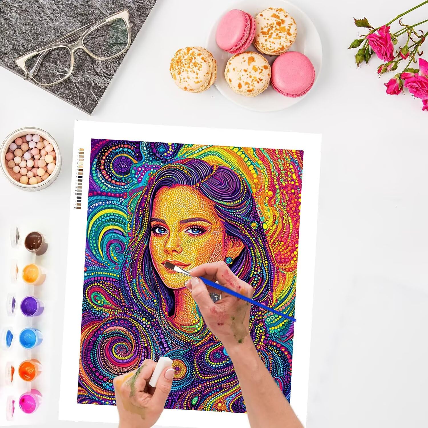 WEISHIWE Donna astratta Dipingere con i Numeri per Adulti, 70x90cm a-104 | Paint by Numbers Kit con Pennelli e Acrilico Pigmento, Fai da te Olio La Pittura di Numeri Kit, Decora la Casa, senza Cornice