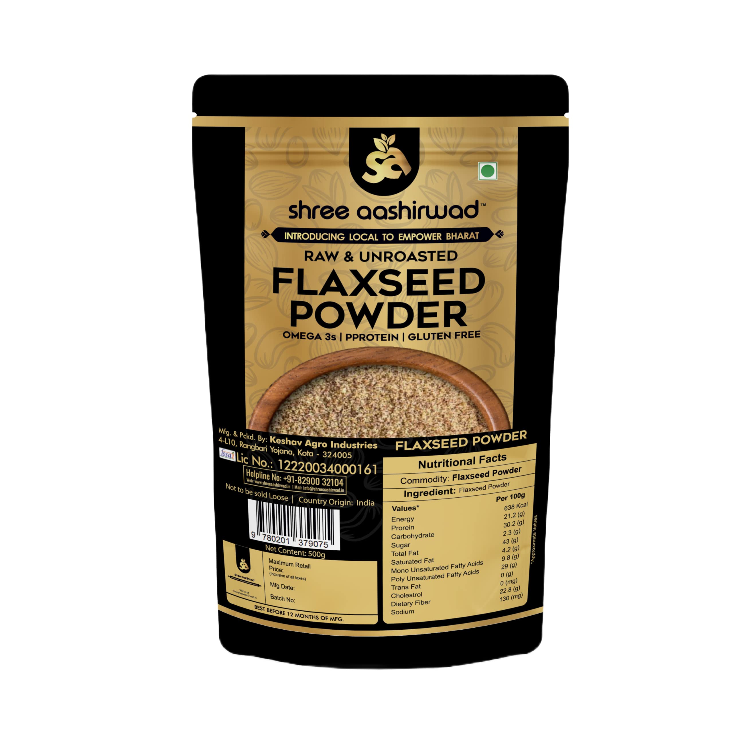 Cold‑Milled Flax Seed Powder – 400gr x 2 | Ground Flaxseed Meal | Superfood for Smoothies, Baking & Heart Health