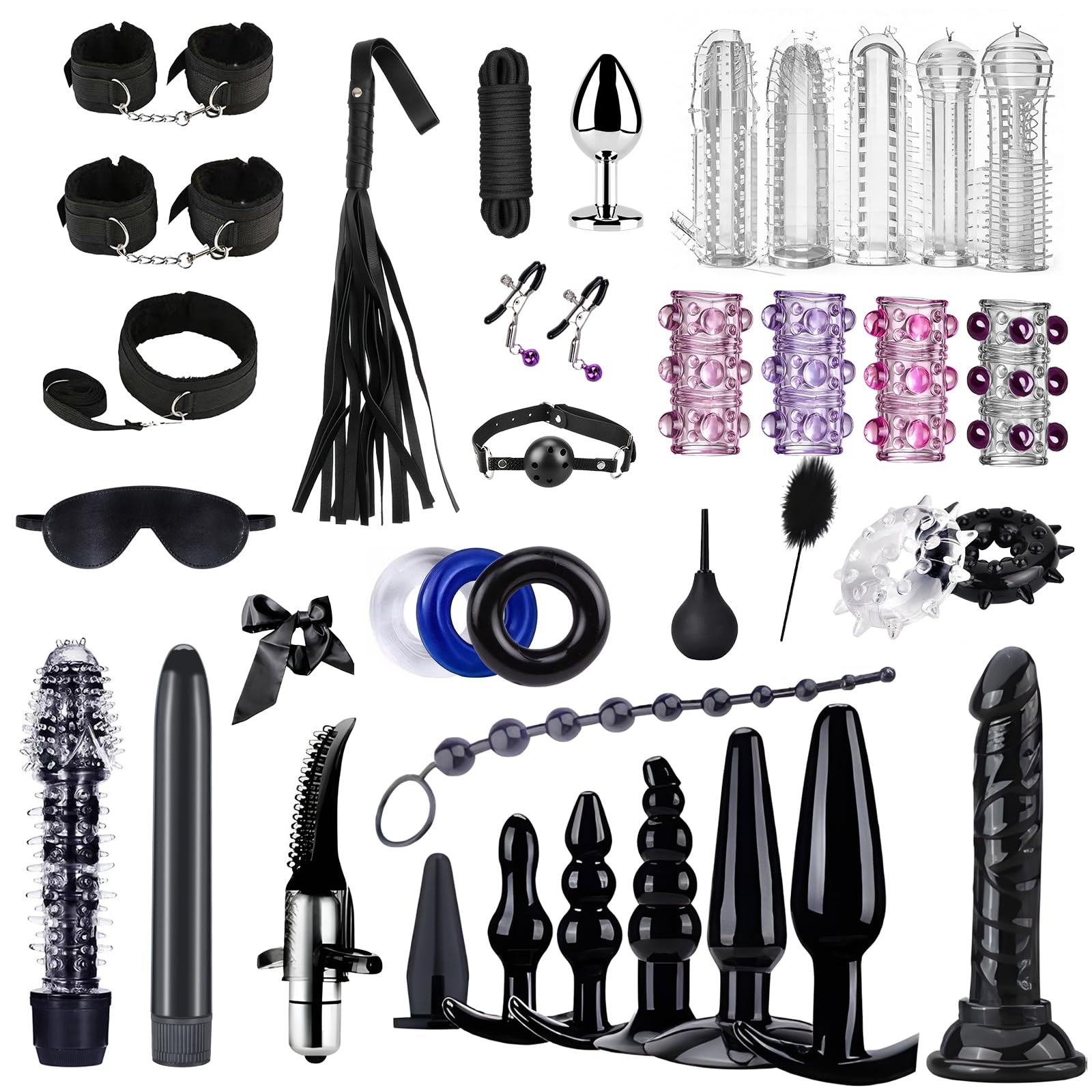 Kits de Bondage 39 Pièces, Qoosea Ensemble de Contention au Lit pour Femme Couple