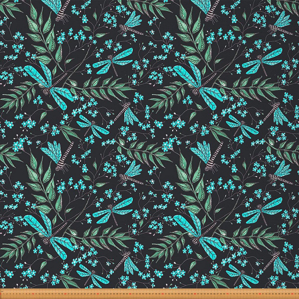 Dragonfly Upholstery Fabric, Chic Floral Branch by The Yard for Garden and DIY Projects, Outdoor Fabric