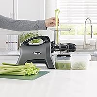 Vista 3 de Omega Exprimidor de apio y sistema de nutrición Exprimidor de masticación, máquina exprimidora de prensa en frío para apio con esfera ajustable, 200