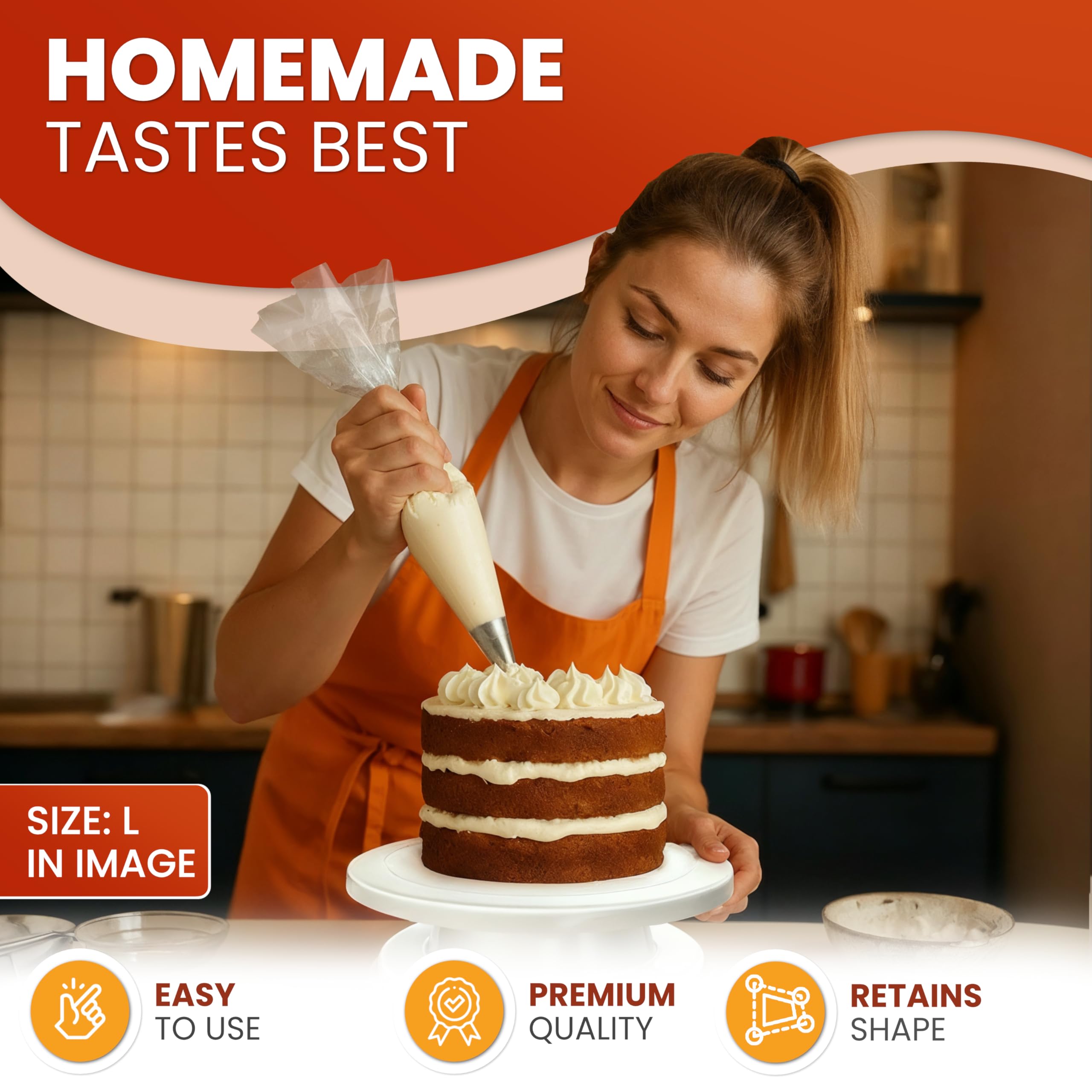 Rękawy Cukiernicze Jednorazowe Premium (100 sztuk, M/40 cm) – Bardzo Wytrzymałe Worki do Dekorowania Tortów i Ciast oraz Pieczenia Ciasteczek z LDPE Odporne na Rozerwanie