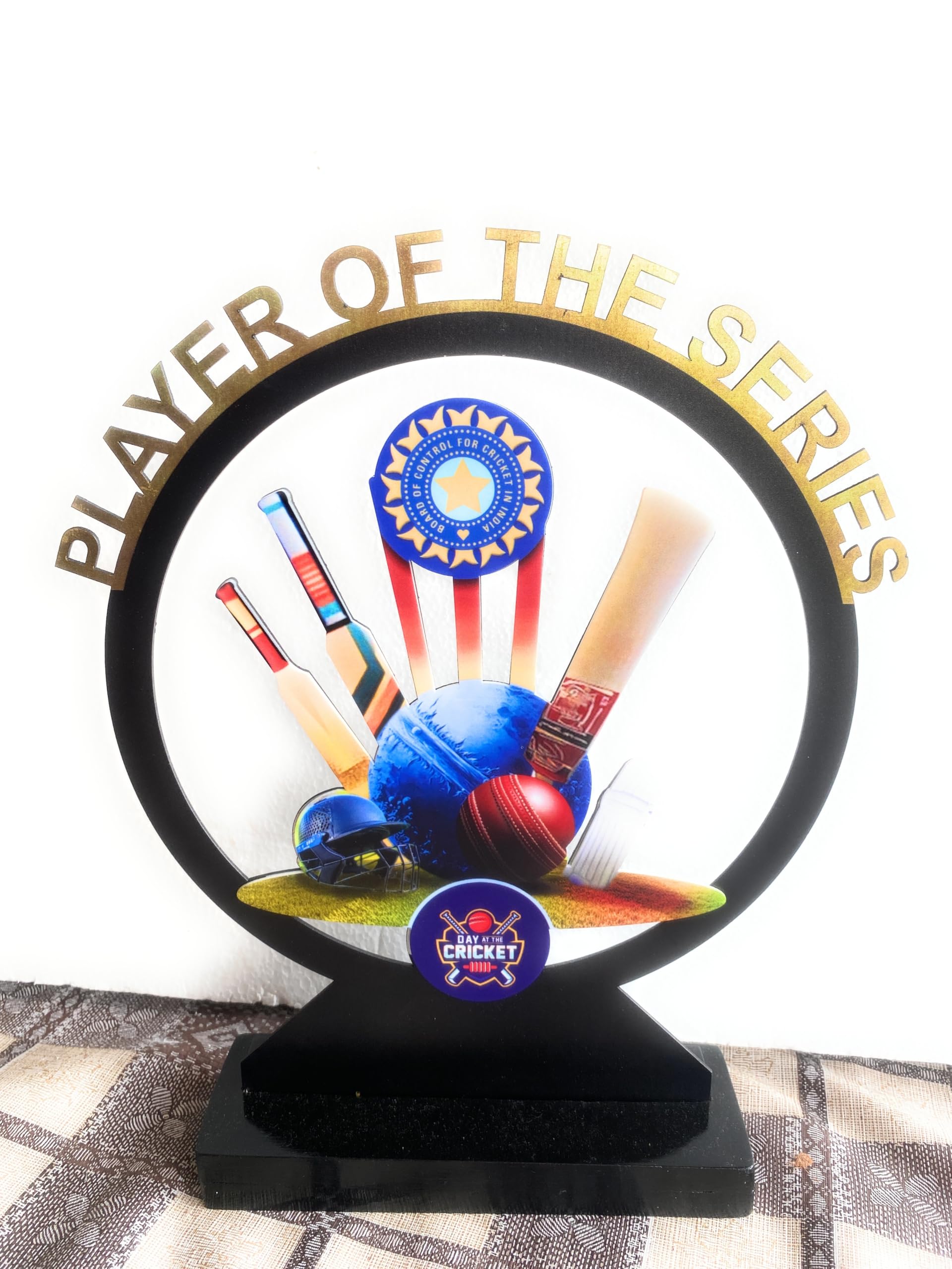 Best Bowler Cricket Trophy, Red Marble Column, Metal Figure, Black Base-picture-20