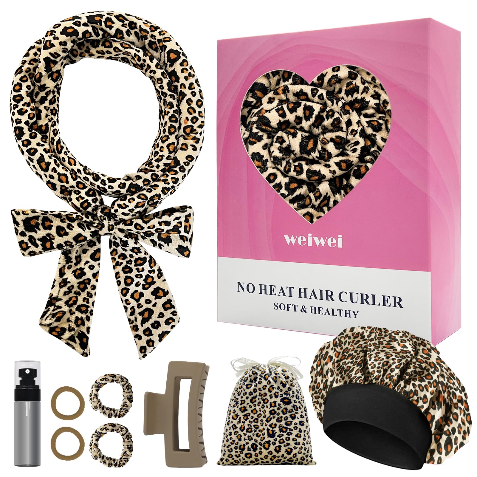 weiwei Lockenwickler Über Nacht, Samt Heatless Overnight Curls Band Locken ohne Hitze, 70" Haarwickler DIY Hair Curler Rollers Lockenband, 9 Stück Locken Set mit Schlafmütze für Langes Haar