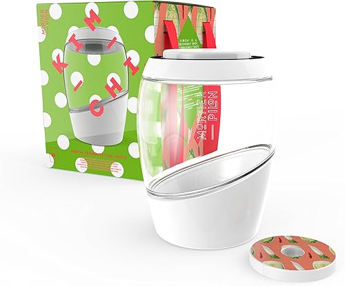 Edición Especial 2L Crock - Prepare fácilmente alimentos fermentados caseros (Kimchi, encurtidos, chucrut, verduras orgánicas), mediano, blanco