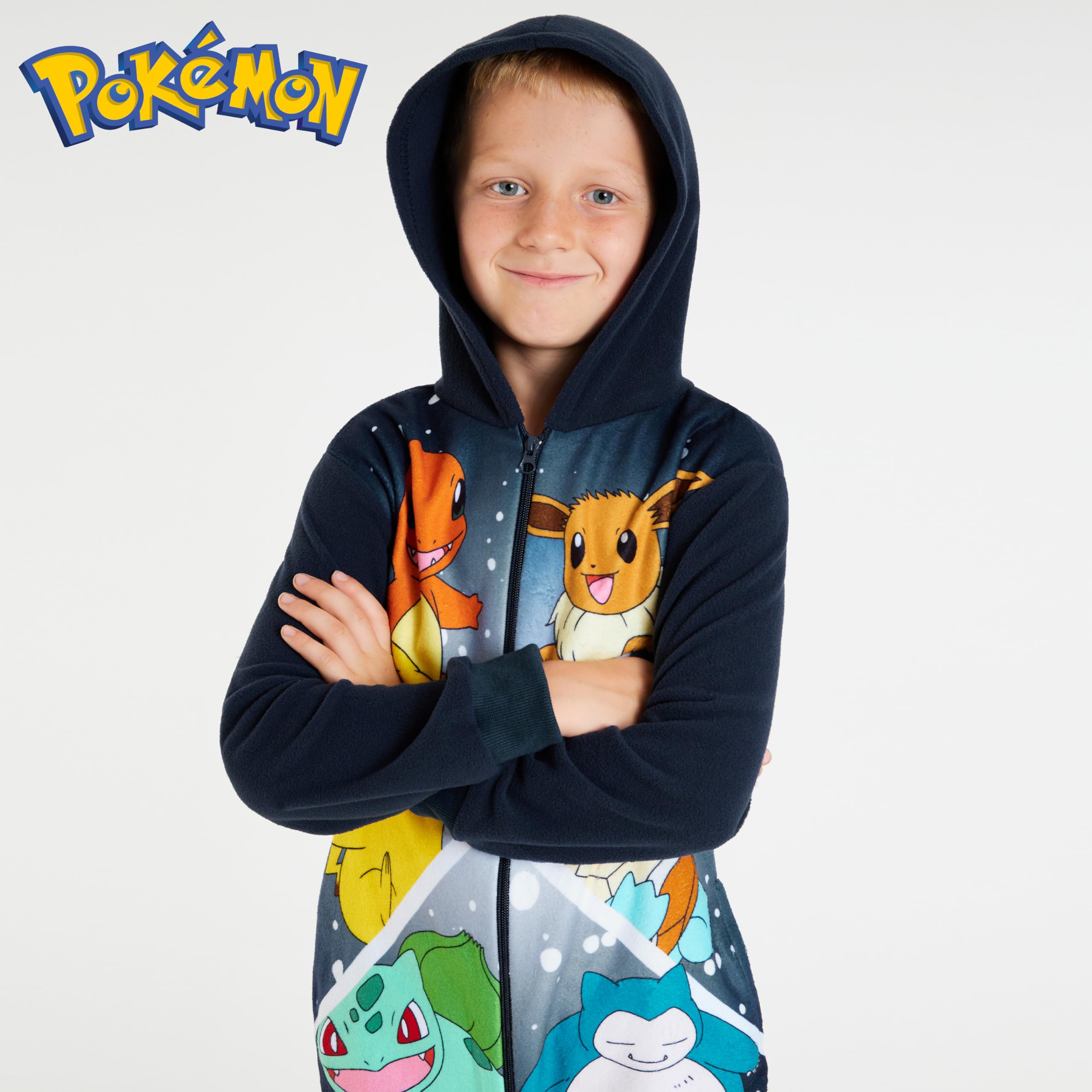 Pokemon Onesie kombinezon dla chłopców w wieku 4-14 lat, kombinezon dla chłopców - przytulny kombinezon dla dzieci - piżama chłopięca