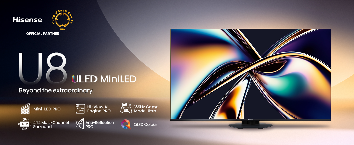 Hisense 189 cm (75 inches) U8Q Series 4K Ultra HD Smart Mini LED