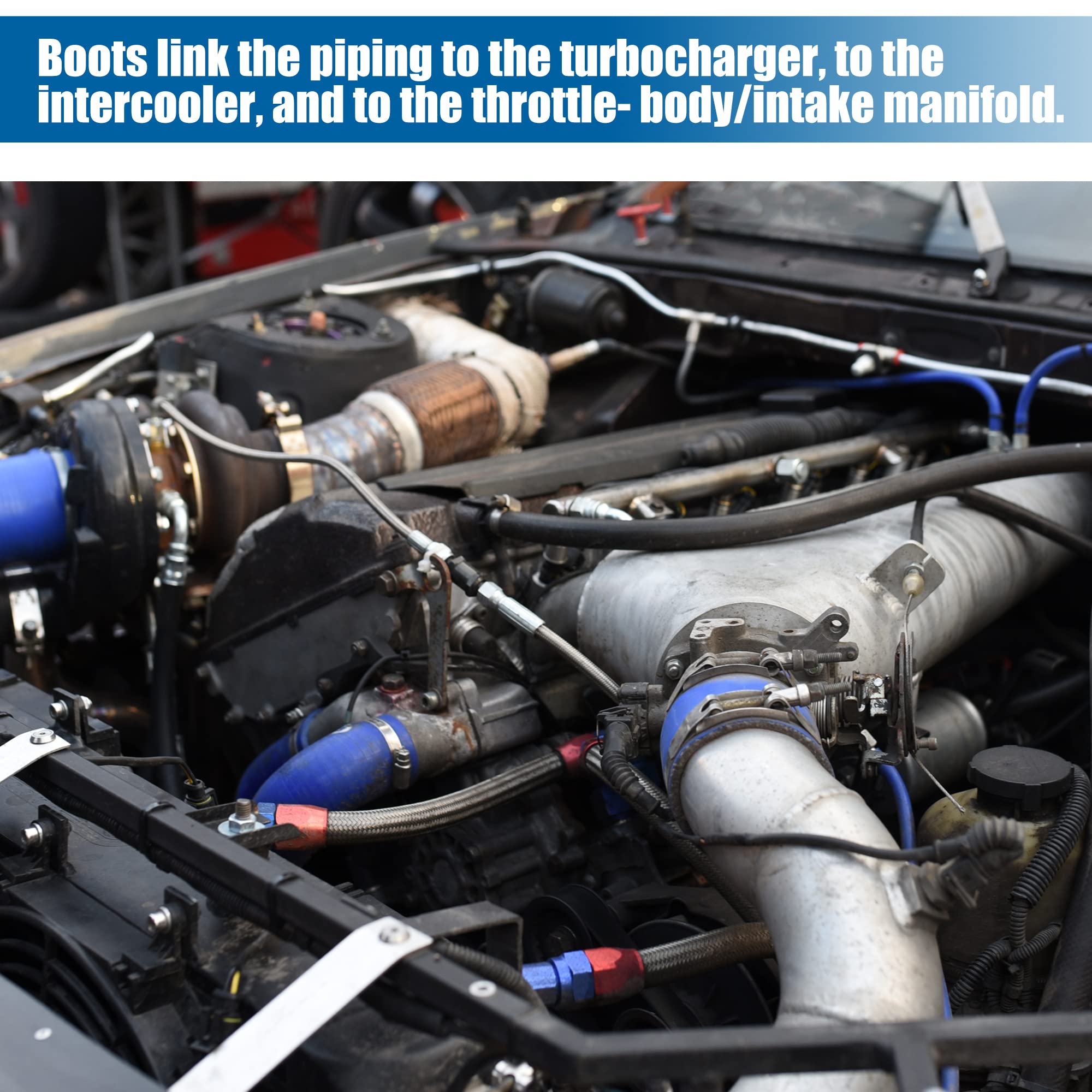 X AUTOHAUX 1 Set 7.3L Intercooler Hose Boots Kit for Ford F250 F350 Super Duty 7.3L 1999 2000 2001 2002 2003 with T Bolt Clamp Black