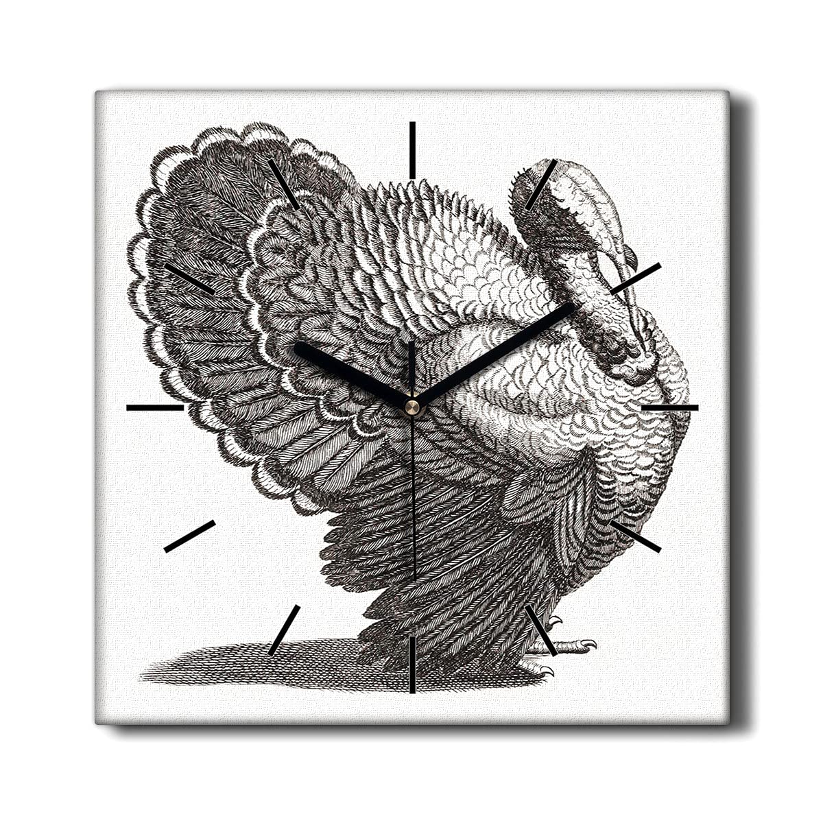 Horloge sur Toile Décoration Salon Tableau Oiseau Rustique
