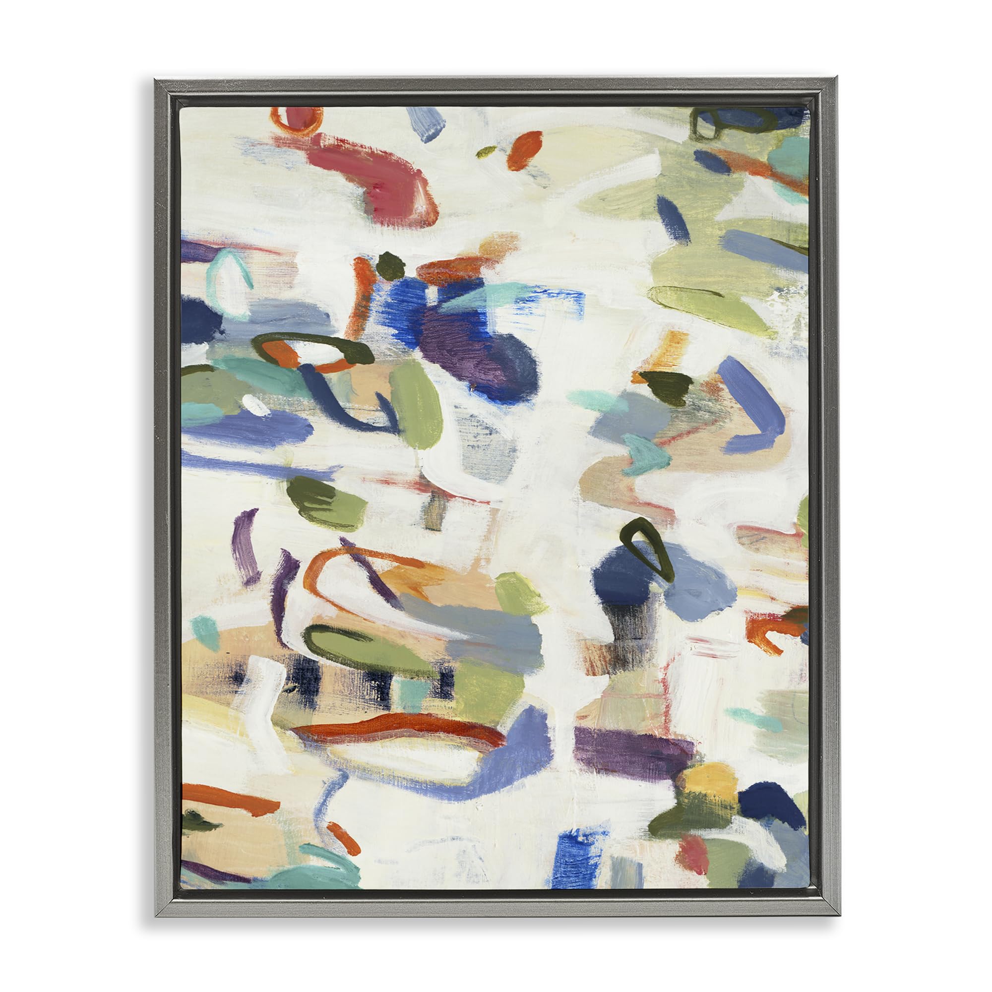 Stupell Industries 'Expressive Composition Brushstrokes', Floating Frame Canvas Art, Gray, 25 x 31 Inches, Easy to Hang and Sturdy, Made in USA, by Lisa Ridgers
