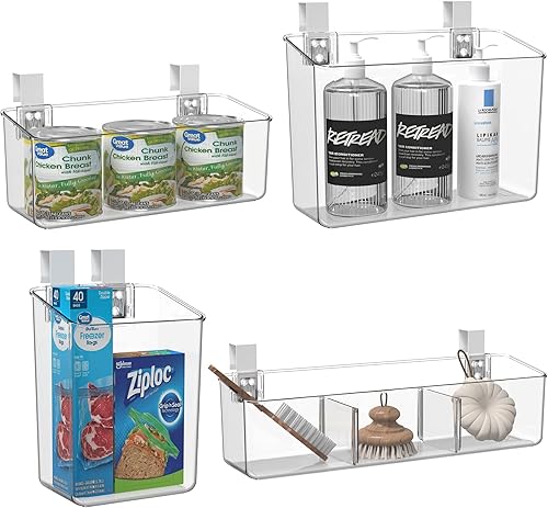 Miniatura 7 de vacane Organizador de plástico para puerta de armario con ganchos extraíbles, cestas colgantes transparentes para organizar sobre el gabinete