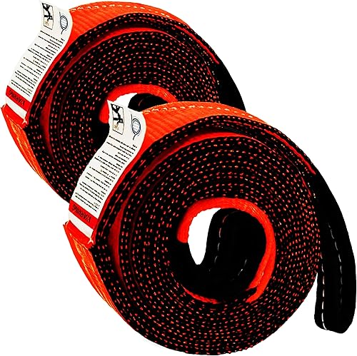 ORANGEE Paquete de 2 correas de elevación de 2 pulgadas x 10 pies de tela de polietileno resistente, 5,000 libras, gargantilla vertical de 4,000