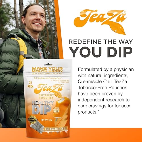 Miniatura 2 de Teaza Herbal Energy Pouch Es alternativa al tabaco sin nicotina, sin humo, alternativa al tabaco para masticar saludable, crema fría (paquete de 2)