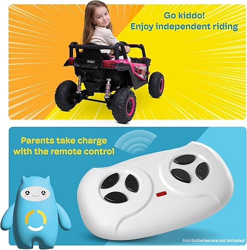 Miniatura 6 de Kidzone Vehículo UTV de 12 V para niños pequeños de 37 a 96 meses, vehículo eléctrico todoterreno de un solo asiento con control remoto, suspensión
