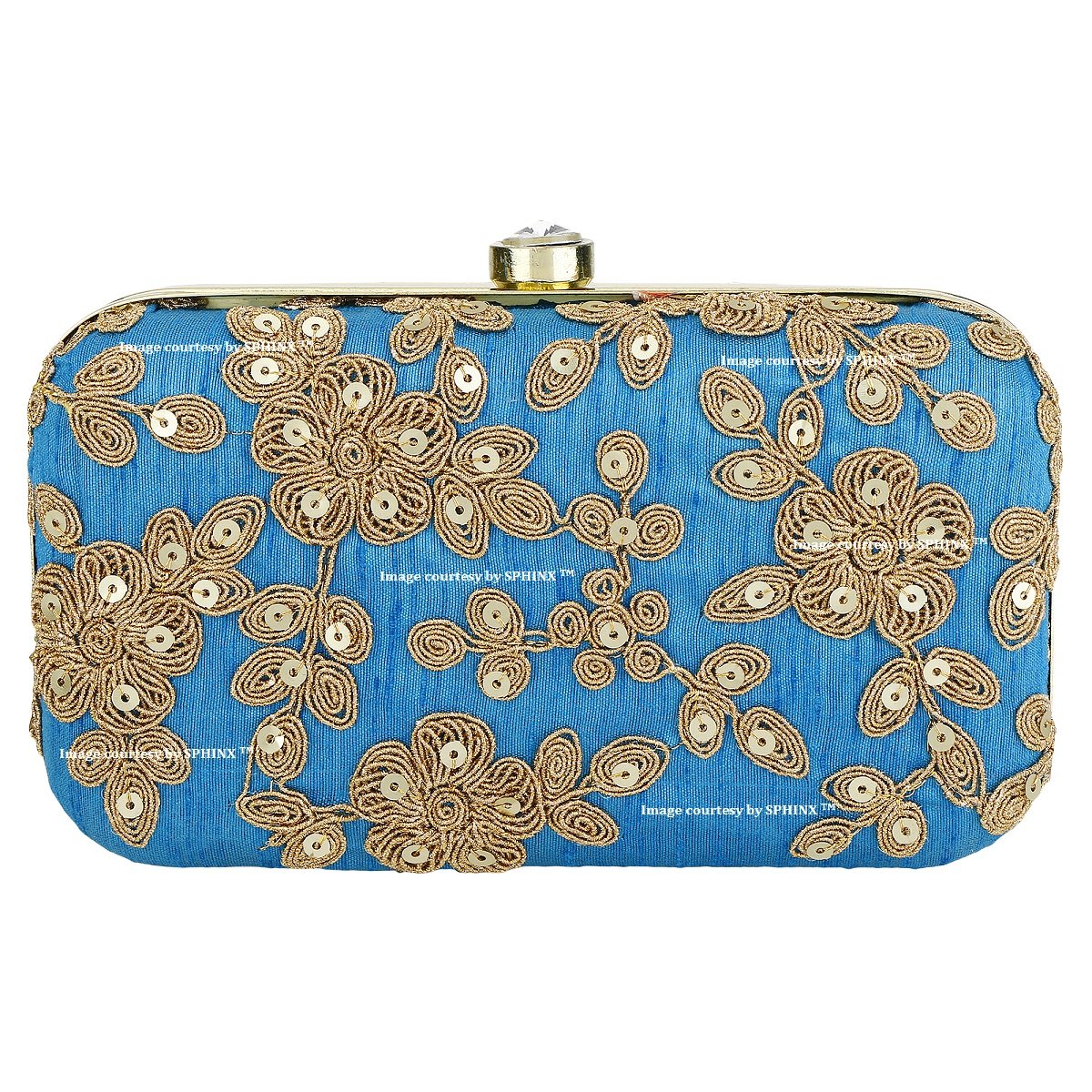 SPHINX Contemporary Handcrafted Ethnic Clutch for Women/Girls - Sky Blue (1 Piece)