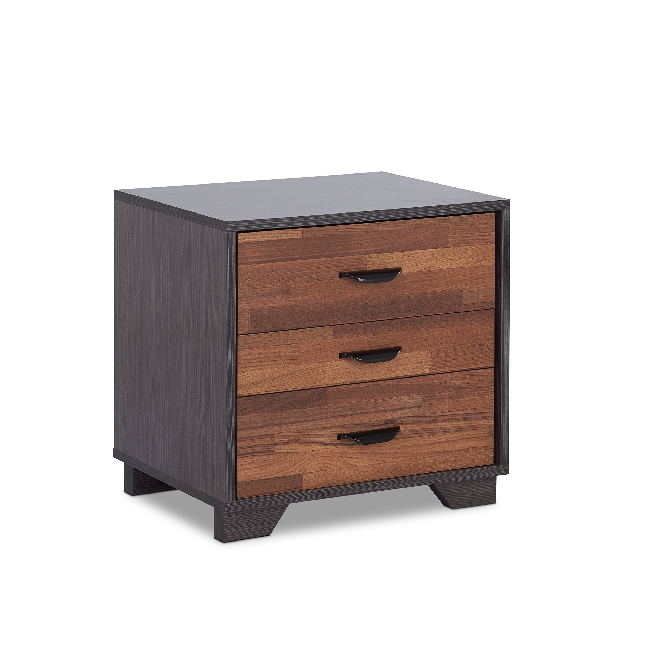 Acme Eloy Wooden Nightstand with 3 Storage Drawers in Walnut and Espresso