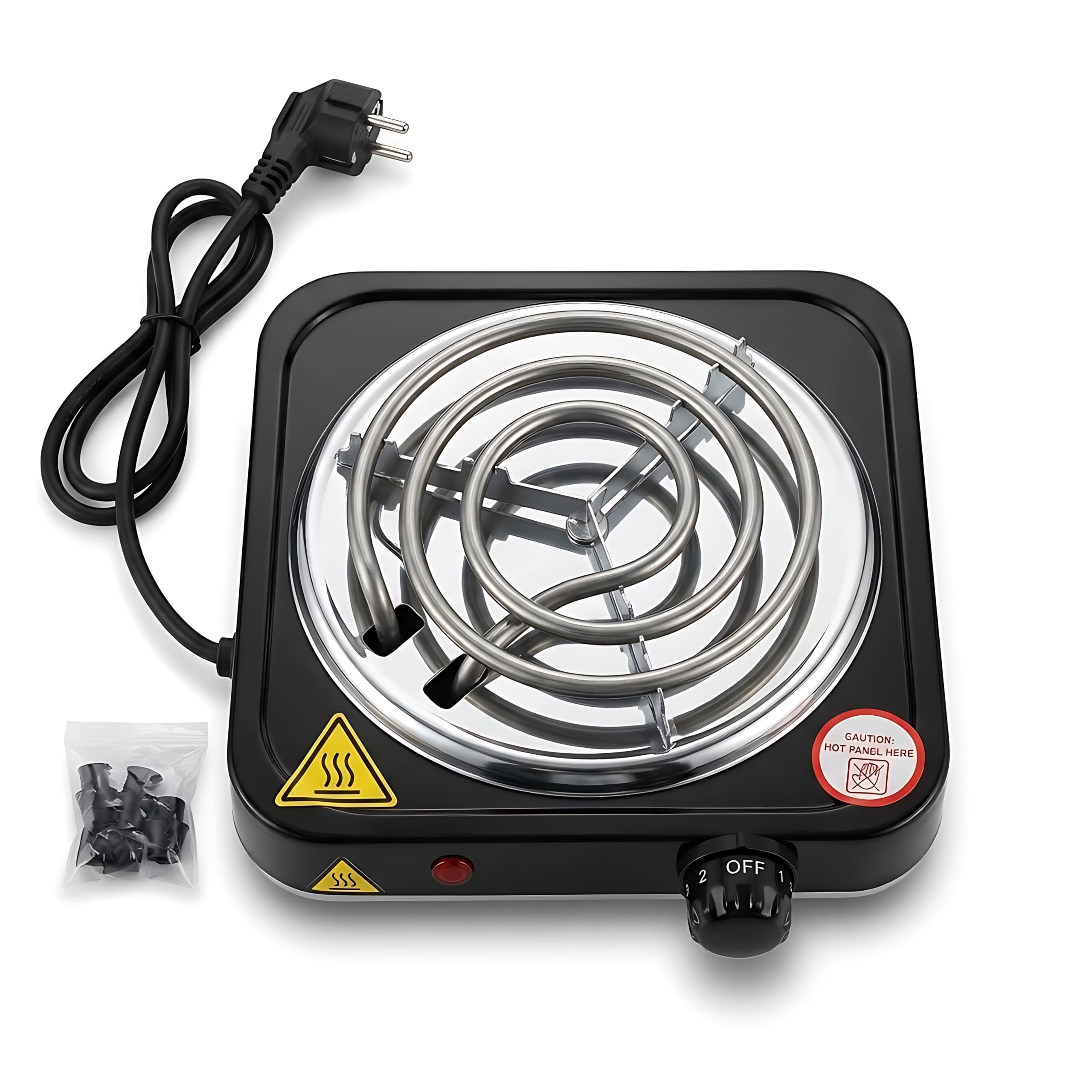 Electric Hot Plate 1000W Portable Single Burner with Thermostat | Overheat Protection, Non-Stick Coating, 155MM Cooking Plate, Indicator Light, Variable Heat Settings-image-44