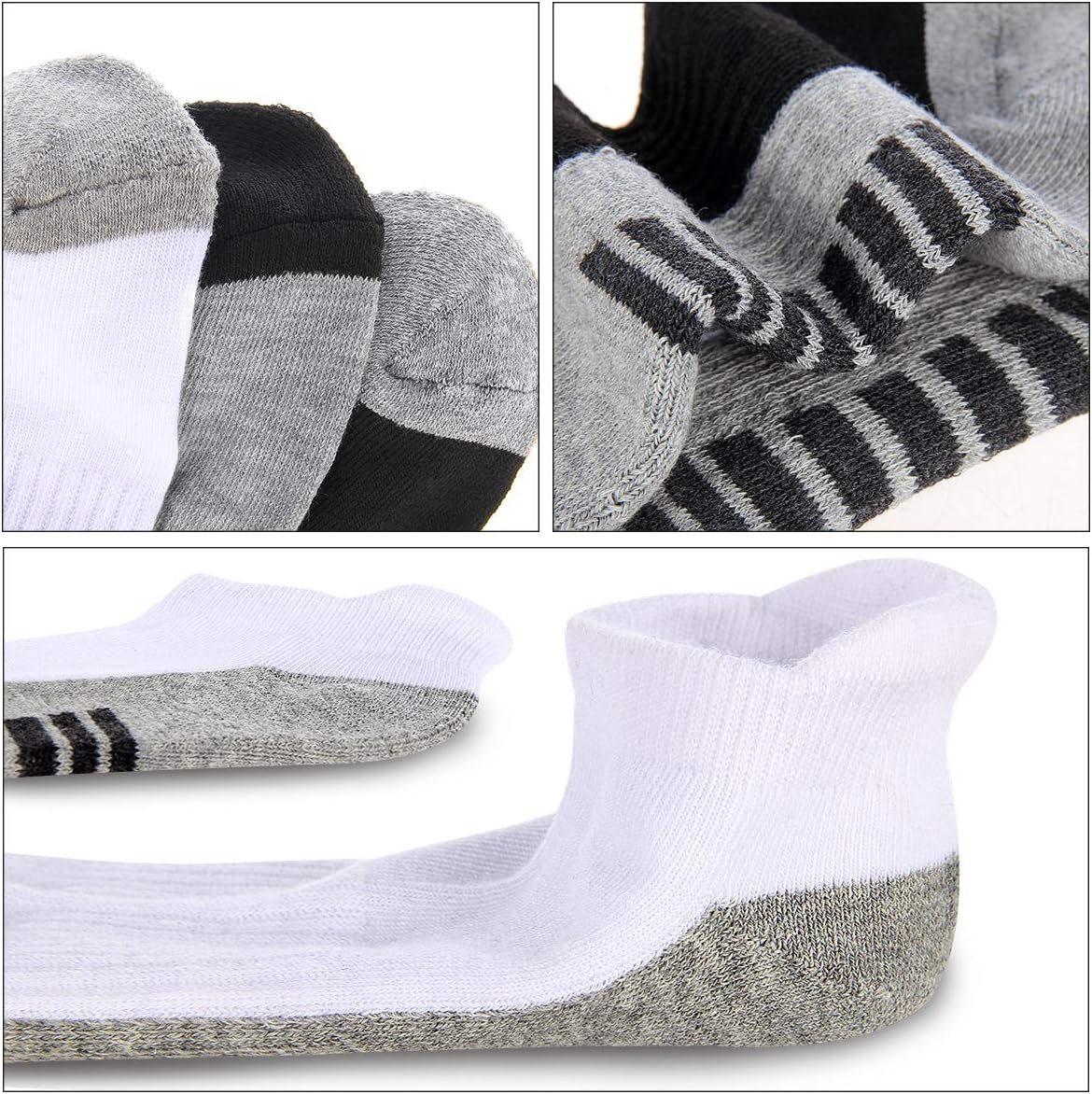 eallco Mens Ankle Socks Low Cut Athletic Cushioned Running Tab Socks 6 Pack - Image 5