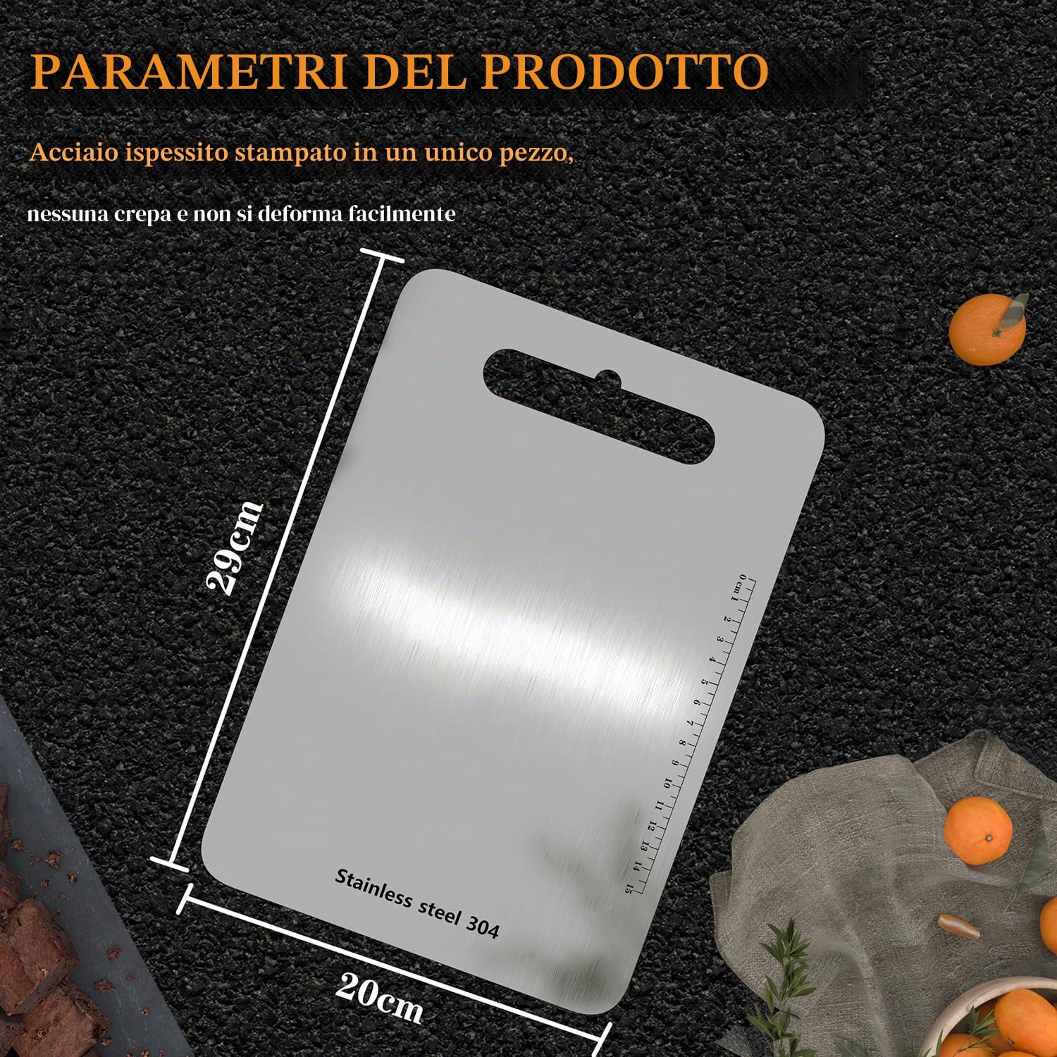 Tagliere in acciaio inossidabile 304, prodotti senza BPA, antibatterici e sostenibili, senza plastica, Tagliere da cucina con bilancia Igiene e Durata Tagliere, Tagliere in Acciaio Inox Alimentare