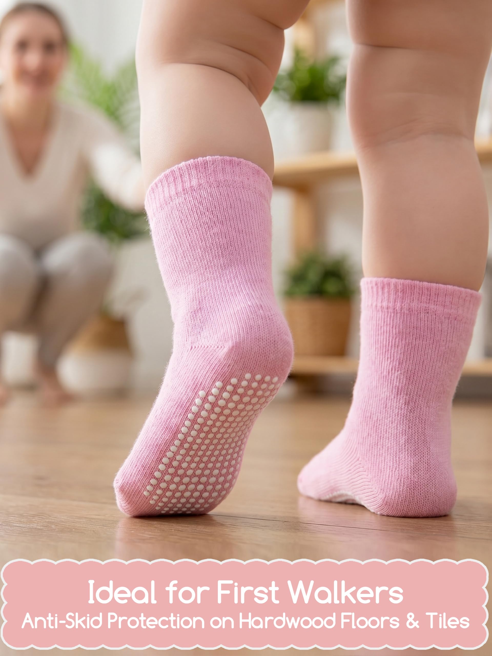 Aroveea Babysocken, rutschfest, für Kleinkinder, Jungen und Mädchen, niedlich, Baumwolle, 12 Stück