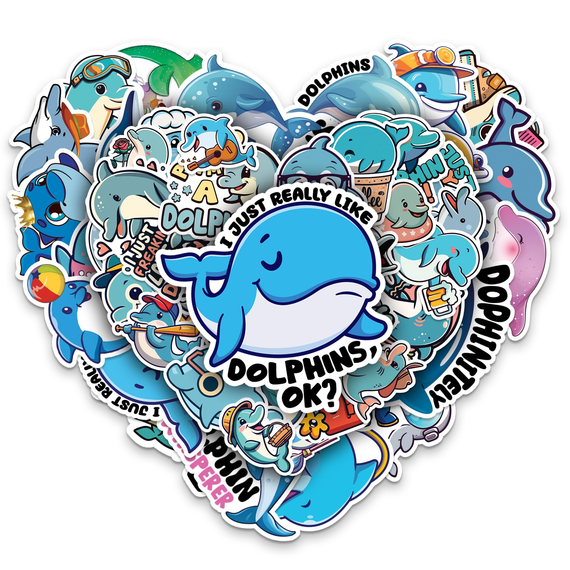 MONIZY Dolphin Stickers 50 Pieces Vinyl Waterproof Decal for Laptop Water Bottle Phone Car Window Bike Motorcycle Stakeboard Scrapbook Dolphins