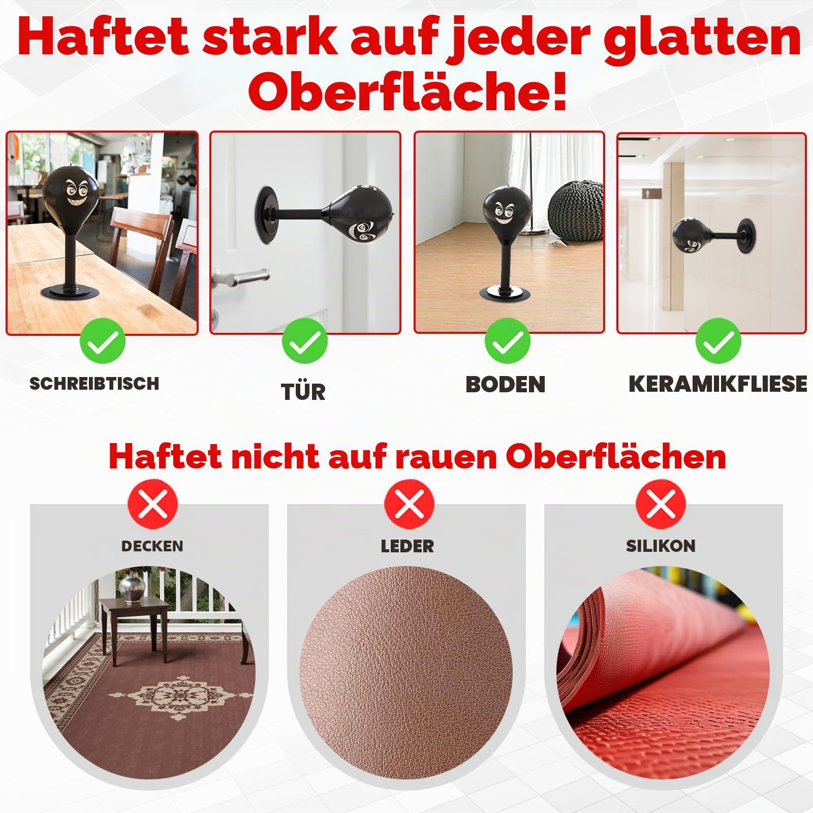 Desktop-Boxsack mit Saugnapf – Boxen Sie Ihren Stress Weg, strapazierfähiger Stressball für Erwachsene und Kinder für den Schreibtisch, lustiges Boxspielzeug für Kollegen und Freunde