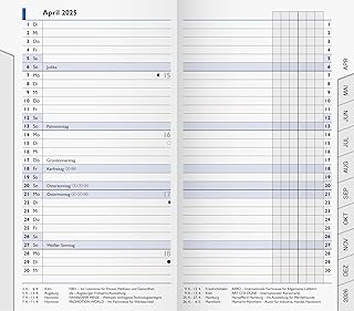BRUNNEN Monats-Ersatzkalendarium Modell 753 (2025), 2 Seiten = 1 Monat, A6, 32 Seiten, weiß