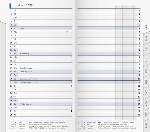 BRUNNEN Monthly Replacement Calendar Model 753 (2025), 2 Pages = 1 Month, A6, 32 Pages, White
