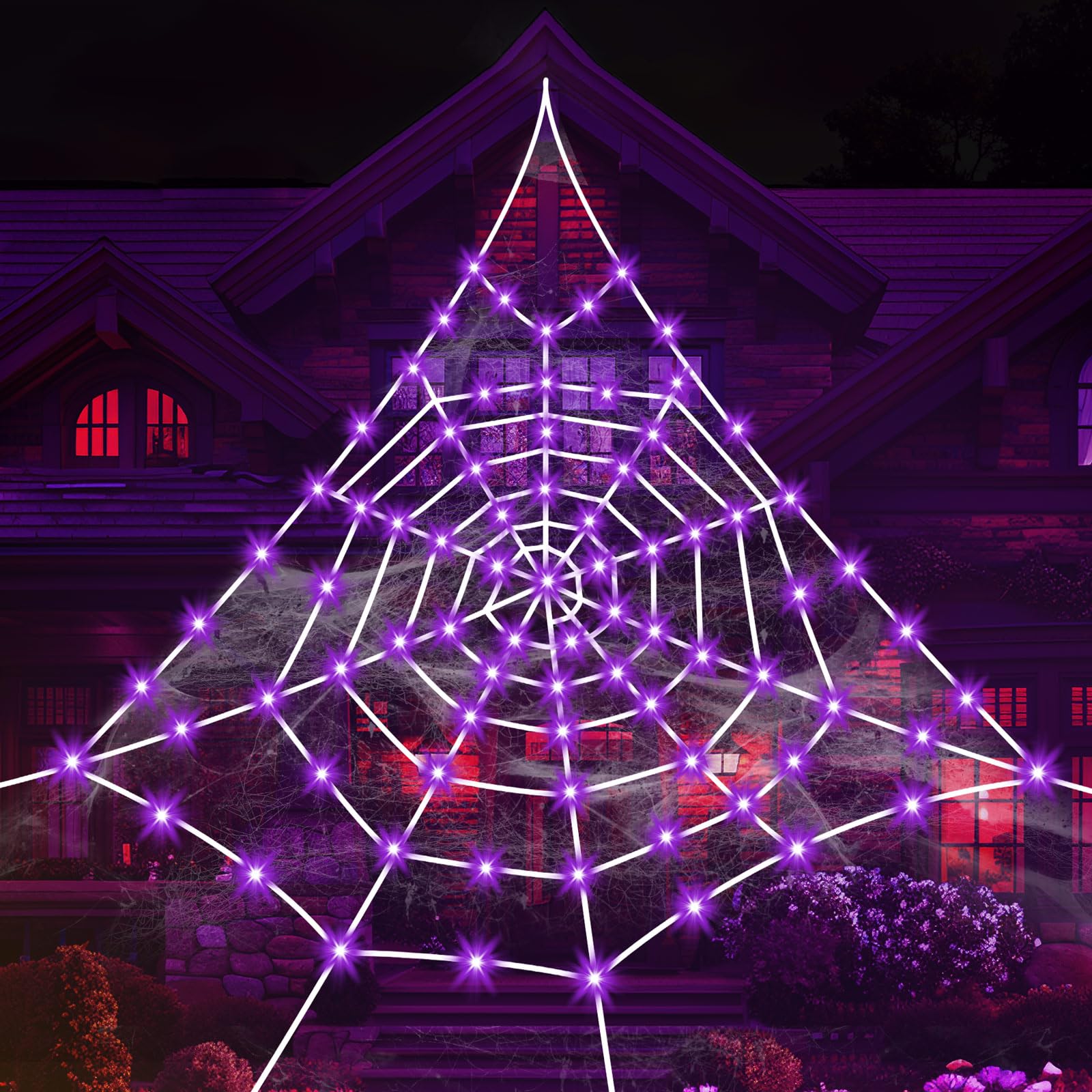 Giant Spider Webs Decoration Outdoor,Halloween Spider Web for Scary Halloween Yard Decorations,Halloween Decorations Outdoor