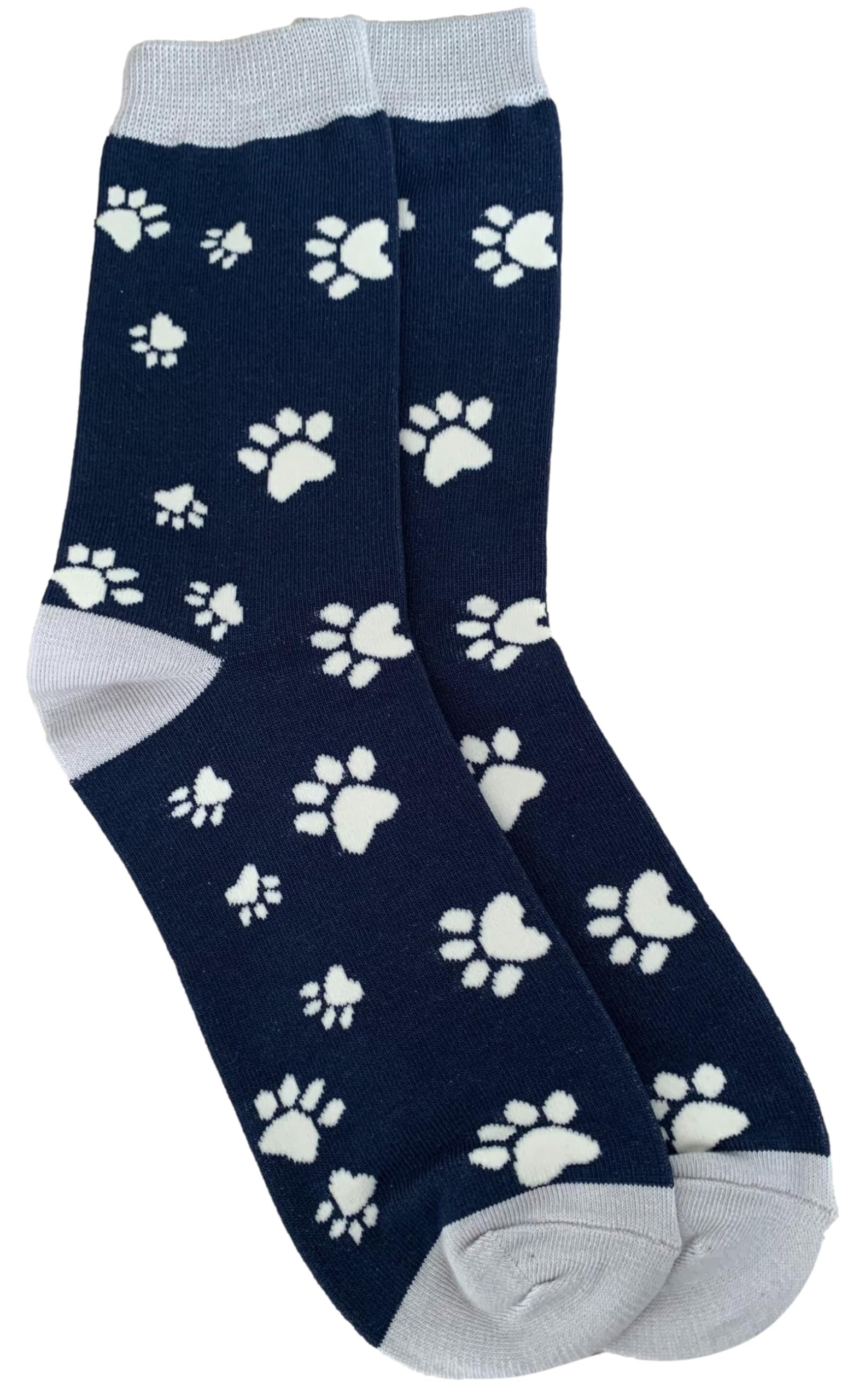 Purple Possum® Mens Socks Dogs Paw Prints Novelty Fun Cats Bamboo Cotton Blend Navy Blue Dog Paw Print Shoe Size 7-11