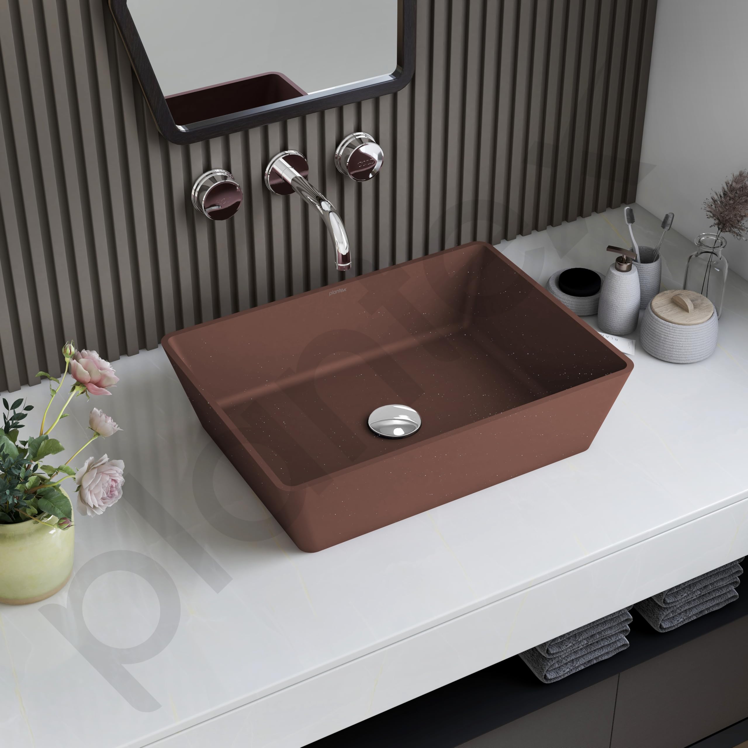 Plantex Quartz Basin - Brown Matte Washbasin -6 Plantex Quartz Basin - Brown Matte Washbasin -6