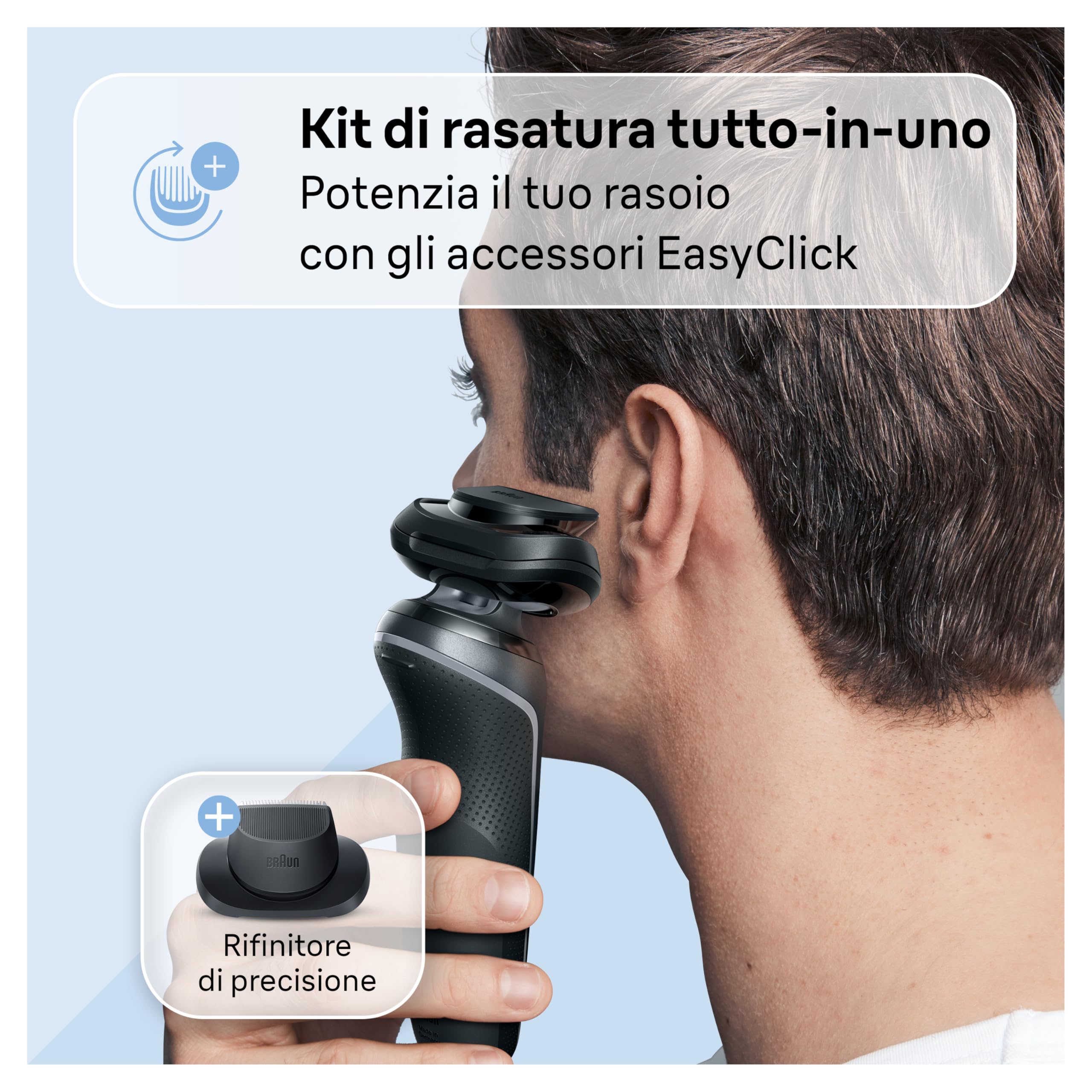 Braun Series 6 Regolabarba Uomo, Rasoio Elettrico Barba, Rifinitore Di Precisione EasyClick, SensoFlex, Wet&Dry, Ricaricabile, Custodia da Viaggio, Senza Fili, Idea Regalo, 61-N1200s Grigio