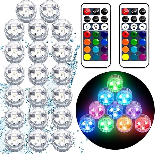 Luces LED sumergibles con control remoto, velas de té impermeables, funciona con pilas, RGB que cambia de color, pequeña luz LED para jarrón,