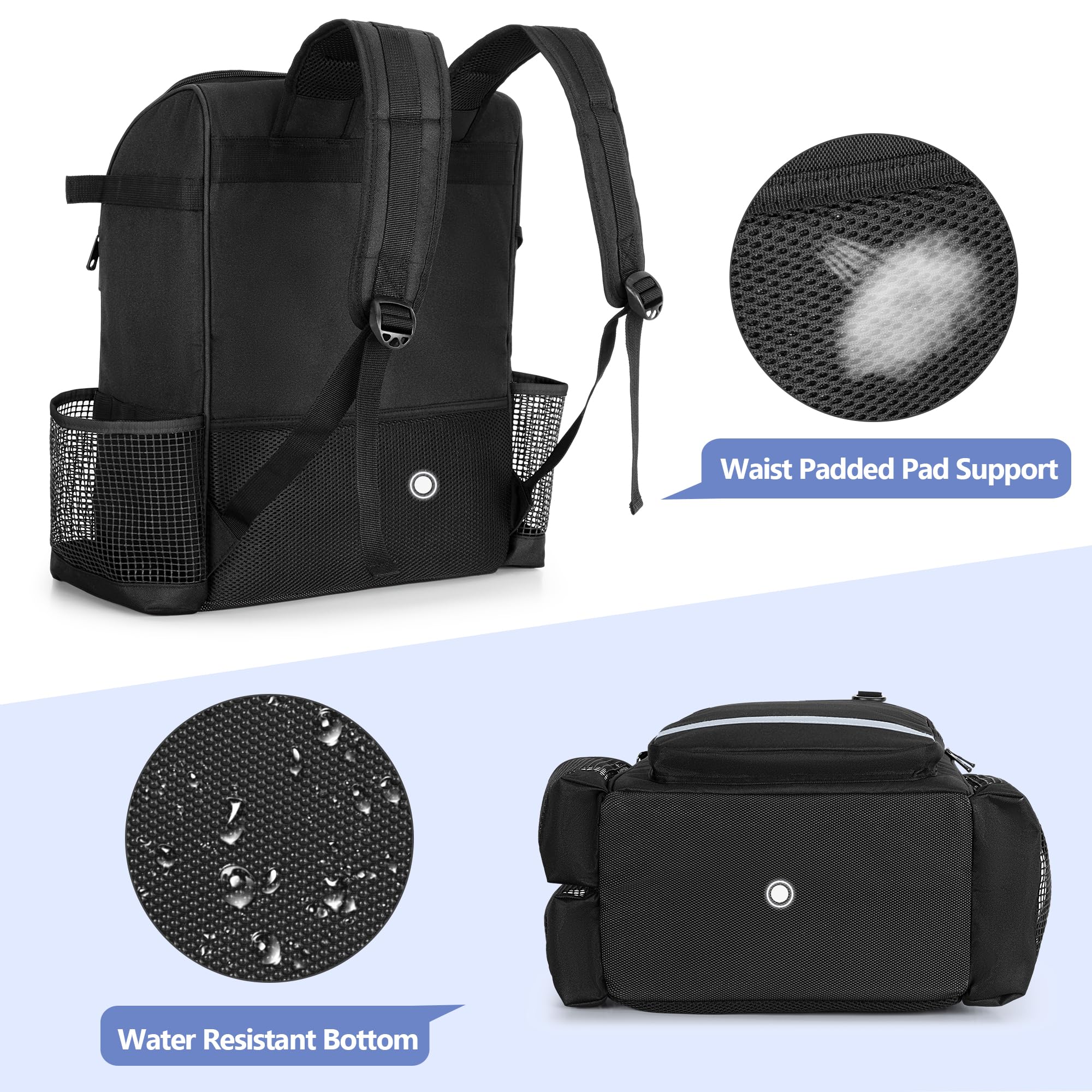 LoDrid Rucksack für Reinigung mit Verdickten, Verstellbaren Schultergurten, Großer Reinigungstasche mit Mehreren Taschen für Hausarbeit, Schwarz (Patentiertes Design)