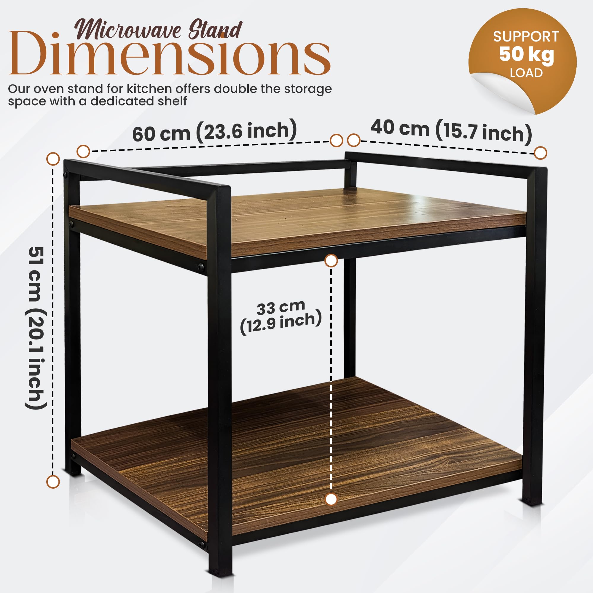 Kitchen Microwave Stand - 2 Tier Countertop Organizer -2