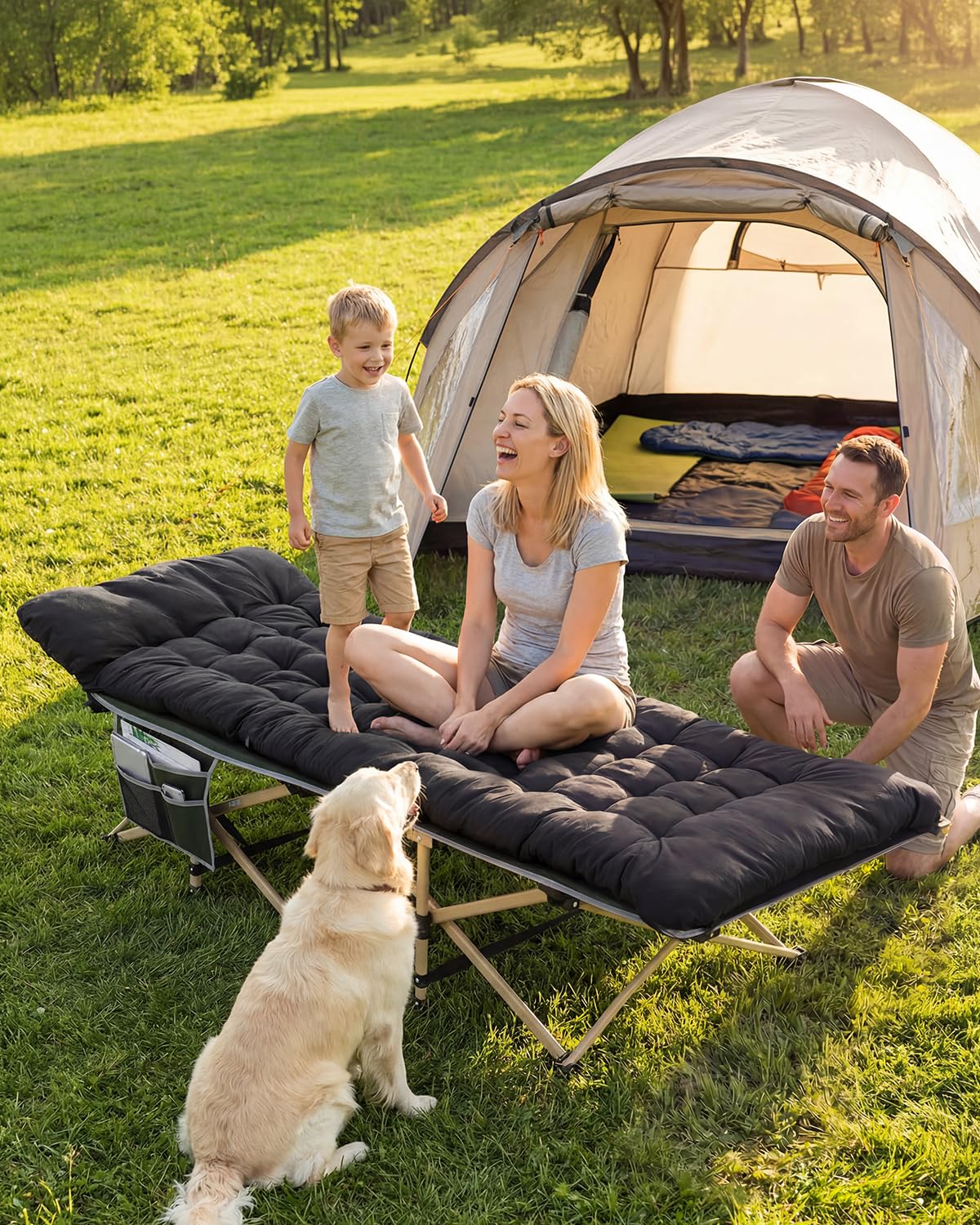 lit de Camp avec Matelas pour Adultes, 71/81cm lit de Camp Pliable 1 Personne Charge Jusqu'à 204 Kg pour Camping, Les Voyages, la Maison, Jardin
