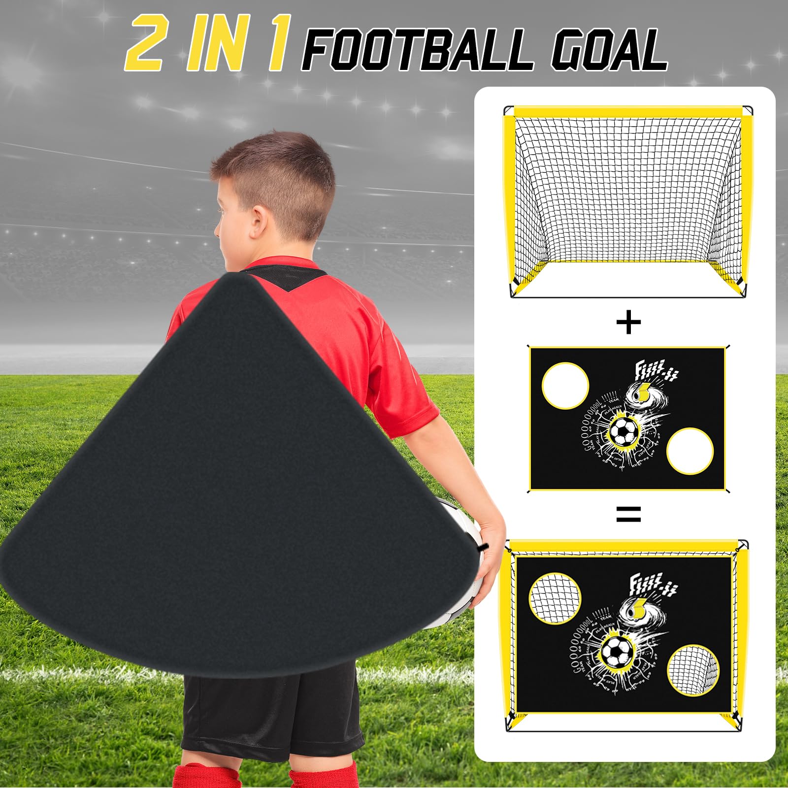 EXTFANS Porta da Calcio per Bambini, Porte da Calcio per Giardino, Rete da Calcio con Borsa per Il Trasporto e 4 Chiodi Rettificati