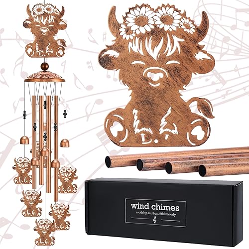 Vista 24 de Campanas de Viento Decorativas de Cerdo - Campanas de Viento de Animales de Metal con Tarjeta para Decoración Interior y Exterior de Jardín, Patio