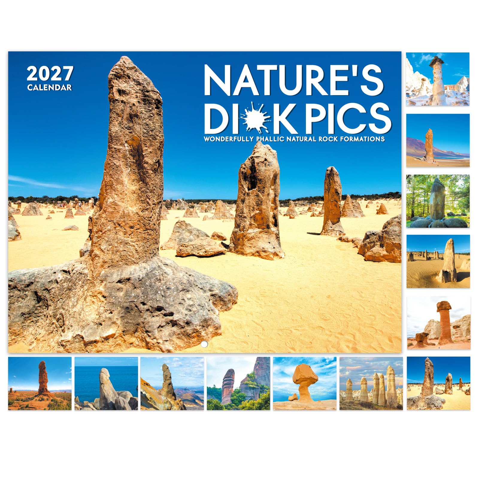 Gag Gifts - Lustiger Wandkalender 2023, Kalender 2023 mit dickem Papier, 21,6 x 27,9 cm (offen), Januar 2023 - Dez. 2023, Best for White Elephant Gag Gifts - Nature's Di*ks